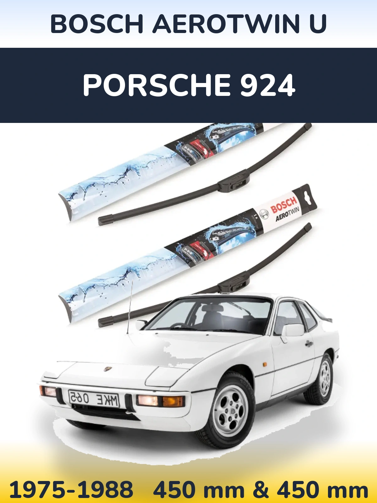 Komplet przednich wycieraczek BOSCH AeroTwin U 450 & 450 mm do Porsche 924 1975-1988