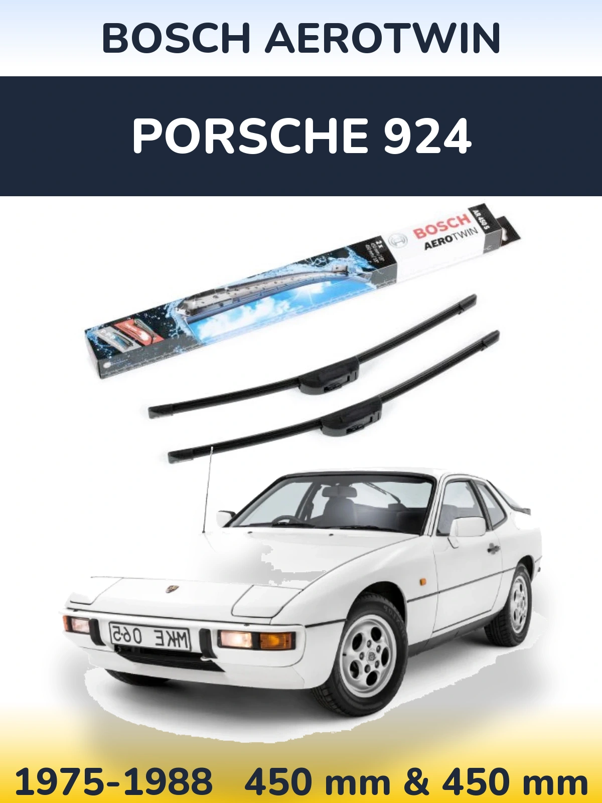 Komplet przednich wycieraczek BOSCH AeroTwin 450 & 450 mm do Porsche 924 1975-1988