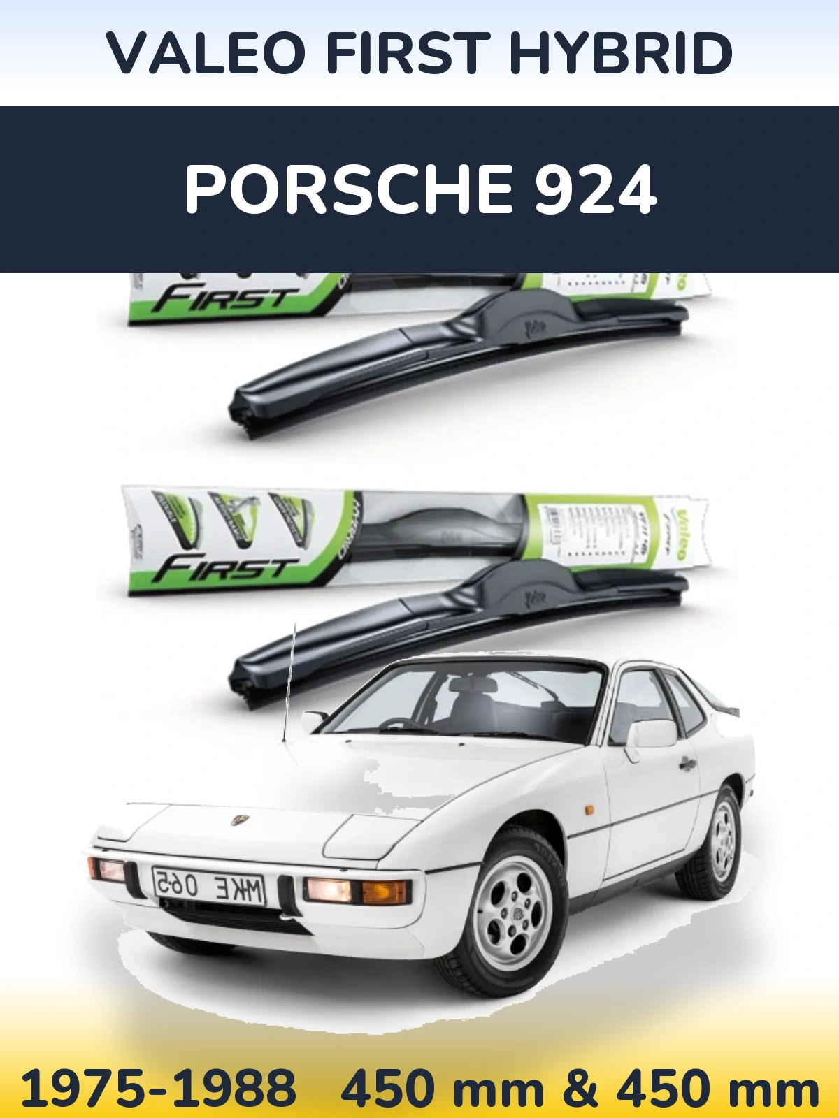 Комплект передних дворников Valeo First Hybrid 450 & 450 мм для Porsche 924 1975-1988