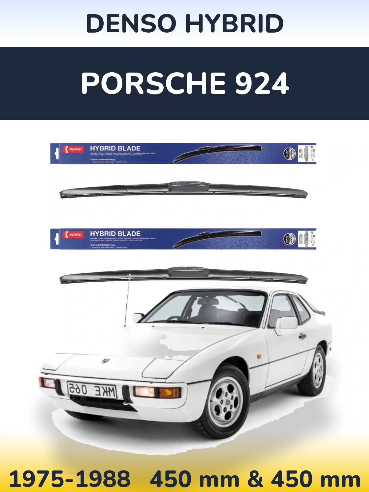 Komplet przednich wycieraczek Denso Hybrid 450 & 450 mm do Porsche 924 1975-1988
