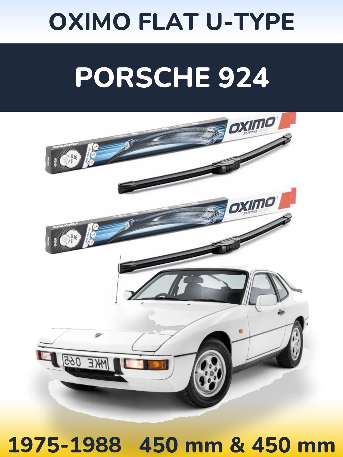 Комплект передних дворников Oximo Flat U-type 450 & 450 мм для Porsche 924 1975-1988