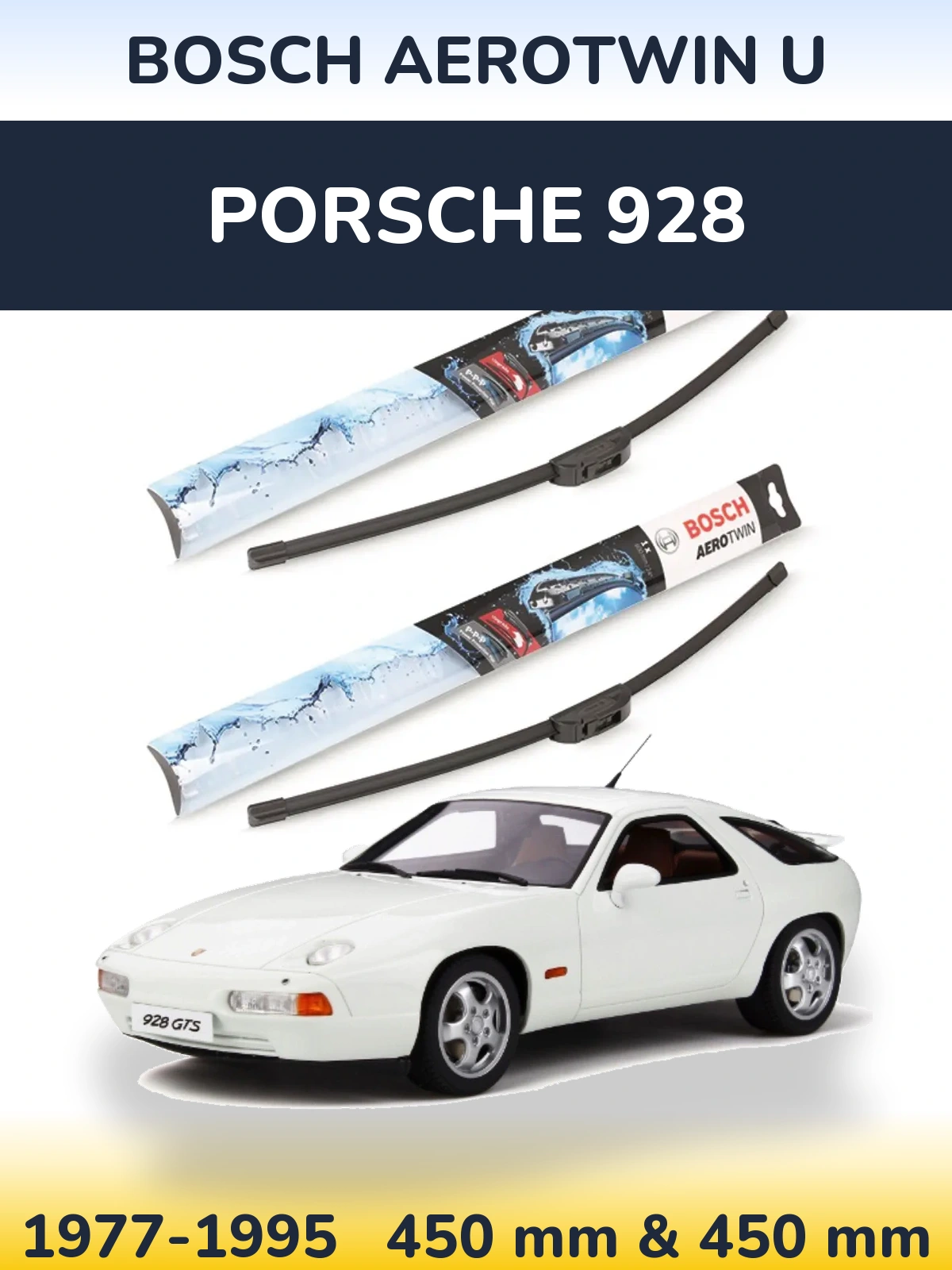 Komplet przednich wycieraczek BOSCH AeroTwin U 450 & 450 mm do Porsche 928 1977-1995