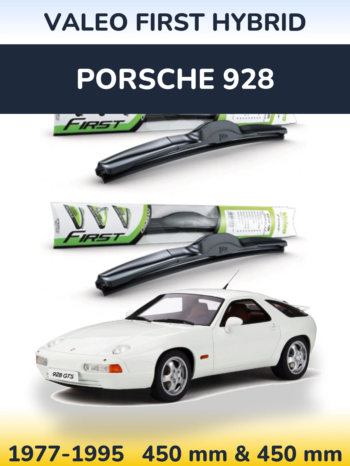 Комплект передних дворников Valeo First Hybrid 450 & 450 мм для Porsche 928 1977-1995
