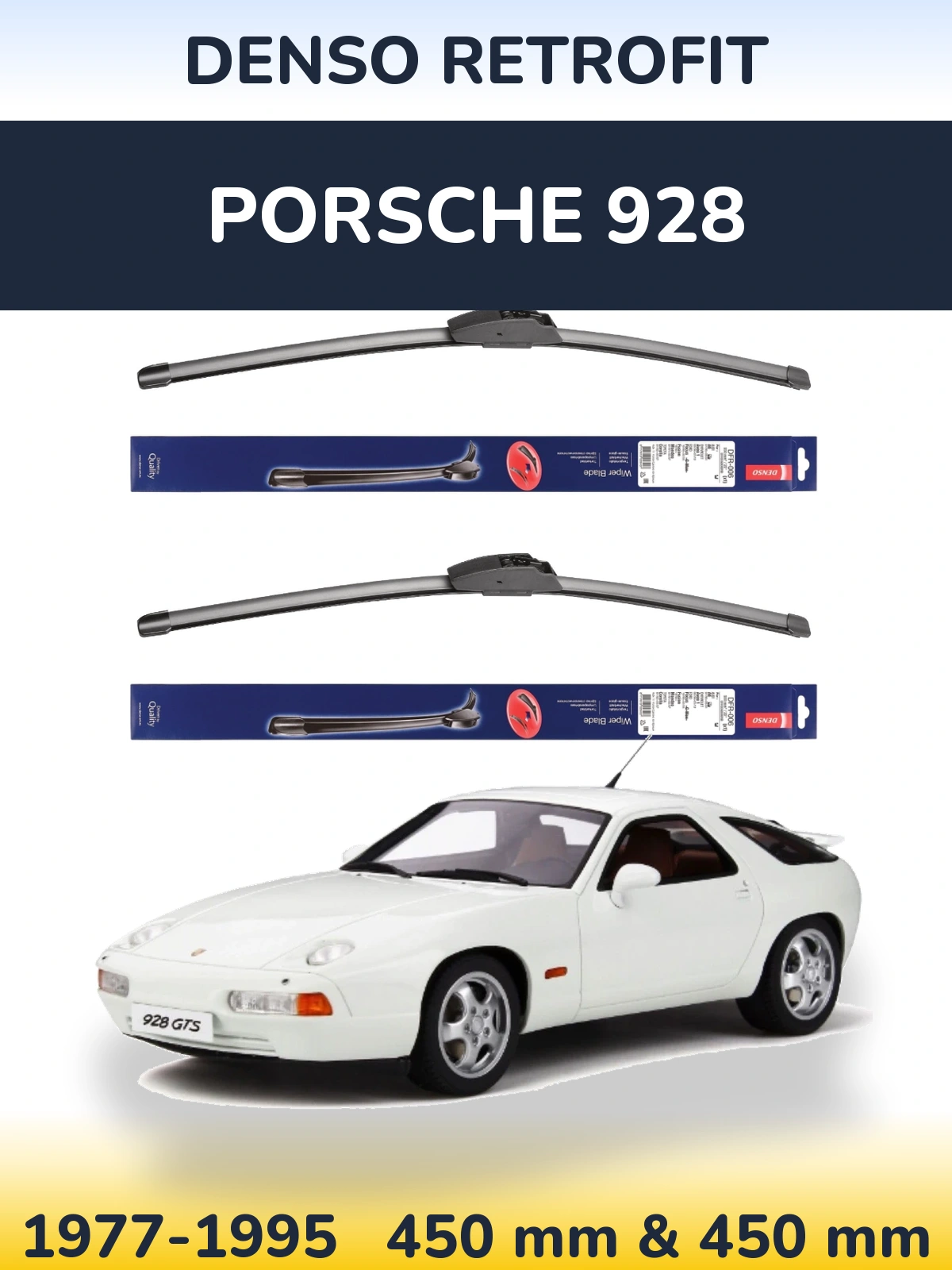 Komplet przednich wycieraczek Denso Retrofit 450 & 450 mm do Porsche 928 1977-1995