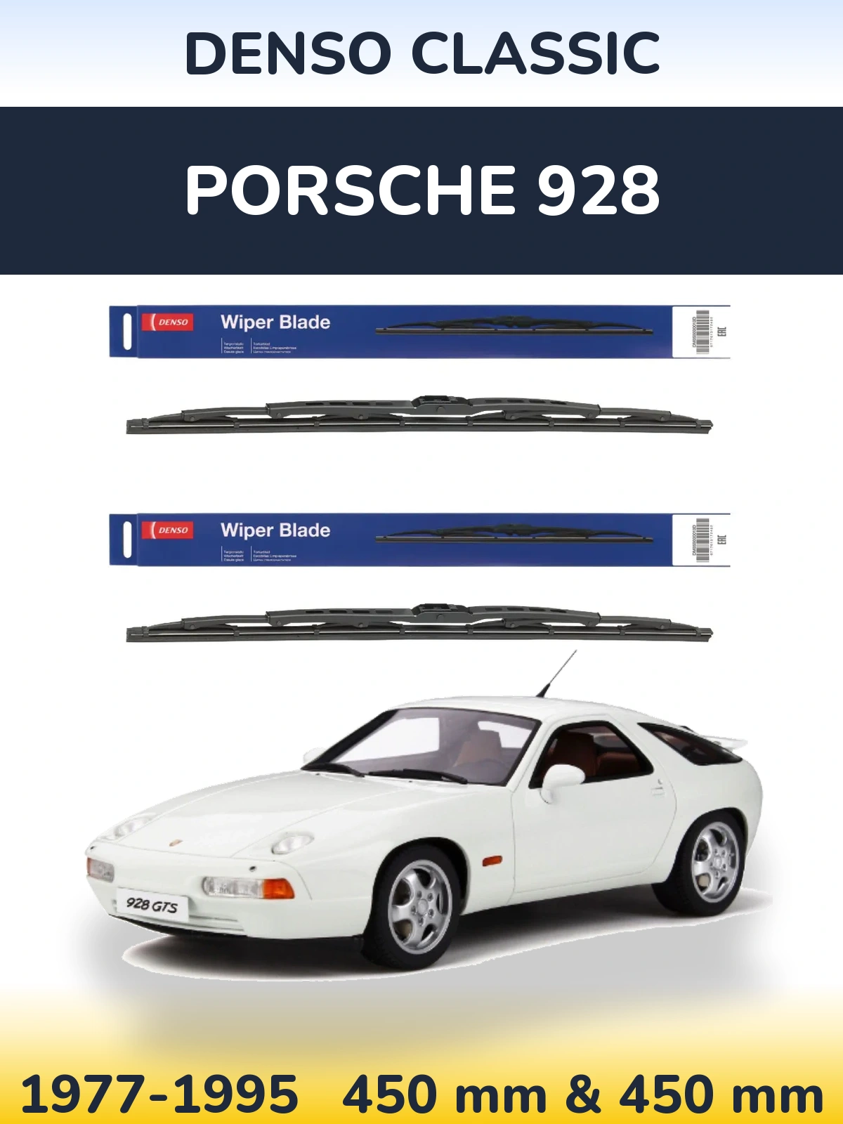 Komplet przednich wycieraczek Denso Classic 450 & 450 mm do Porsche 928 1977-1995
