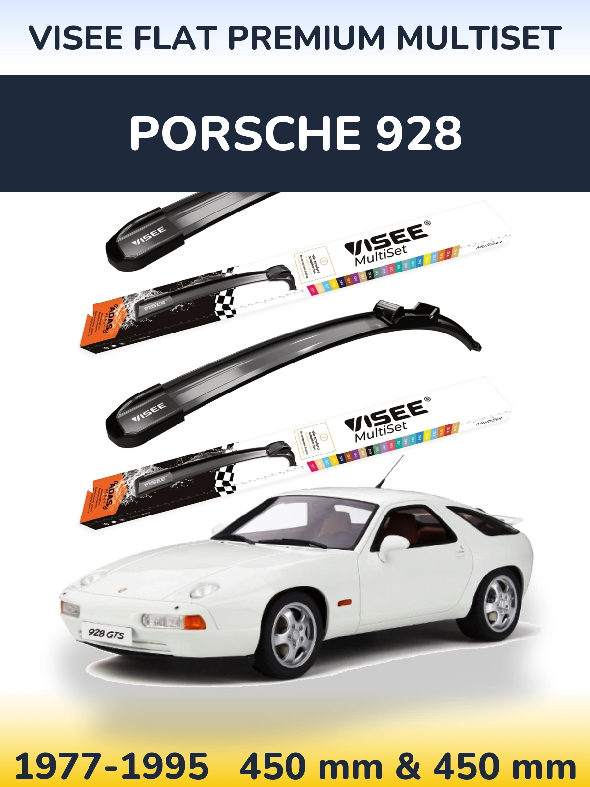 Komplet przednich wycieraczek VISEE FLAT PREMIUM MultiSet 450 & 450 mm do Porsche 928 1977-1995