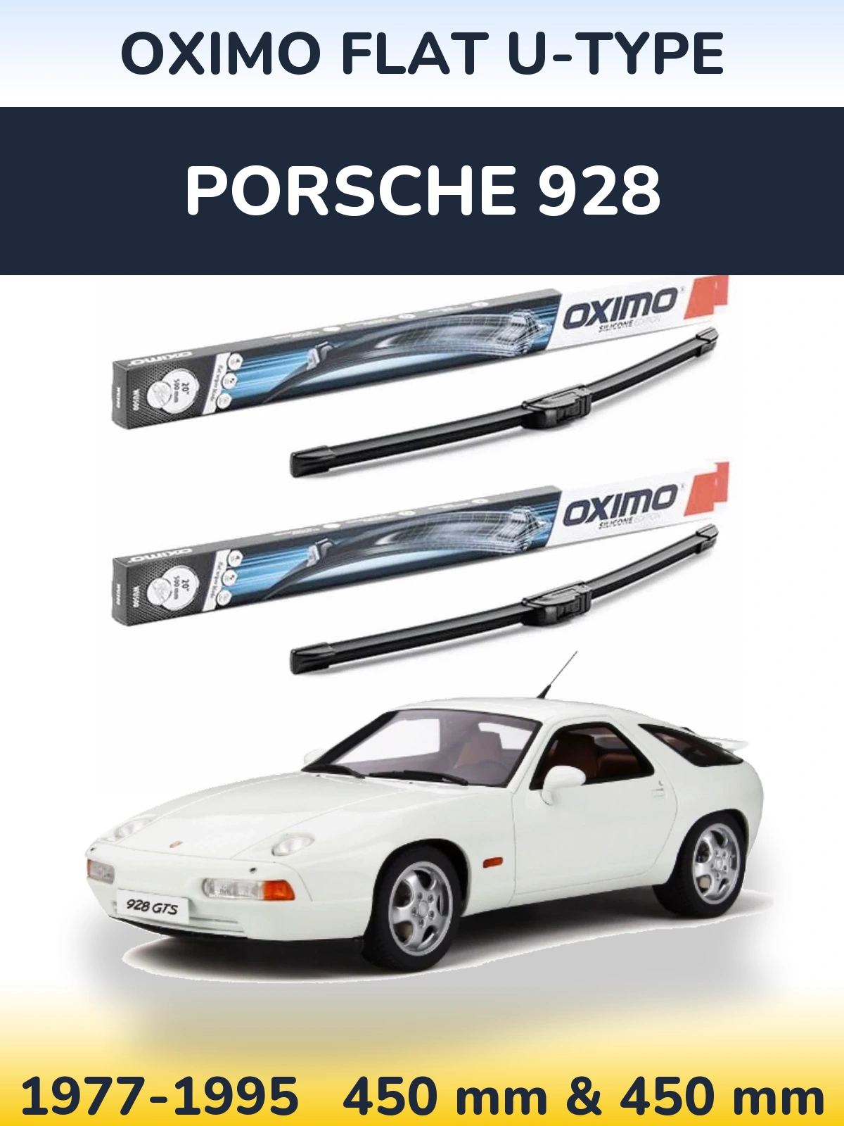 Комплект передних дворников Oximo Flat U-type 450 & 450 мм для Porsche 928 1977-1995