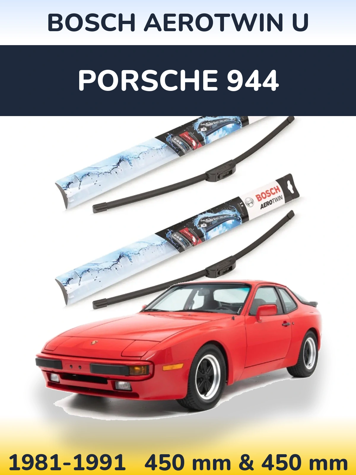 Komplet przednich wycieraczek BOSCH AeroTwin U 450 & 450 mm do Porsche 944 1981-1991