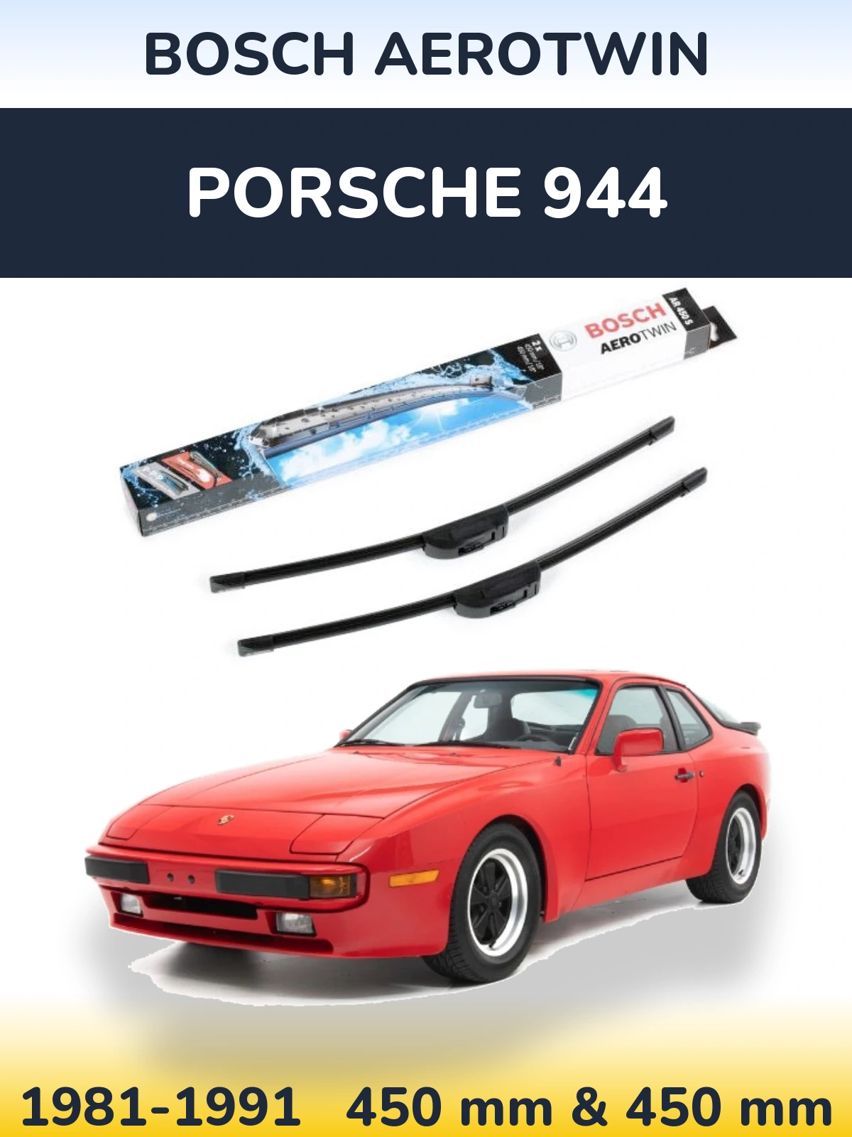 Komplet przednich wycieraczek BOSCH AeroTwin 450 & 450 mm do Porsche 944 1981-1991