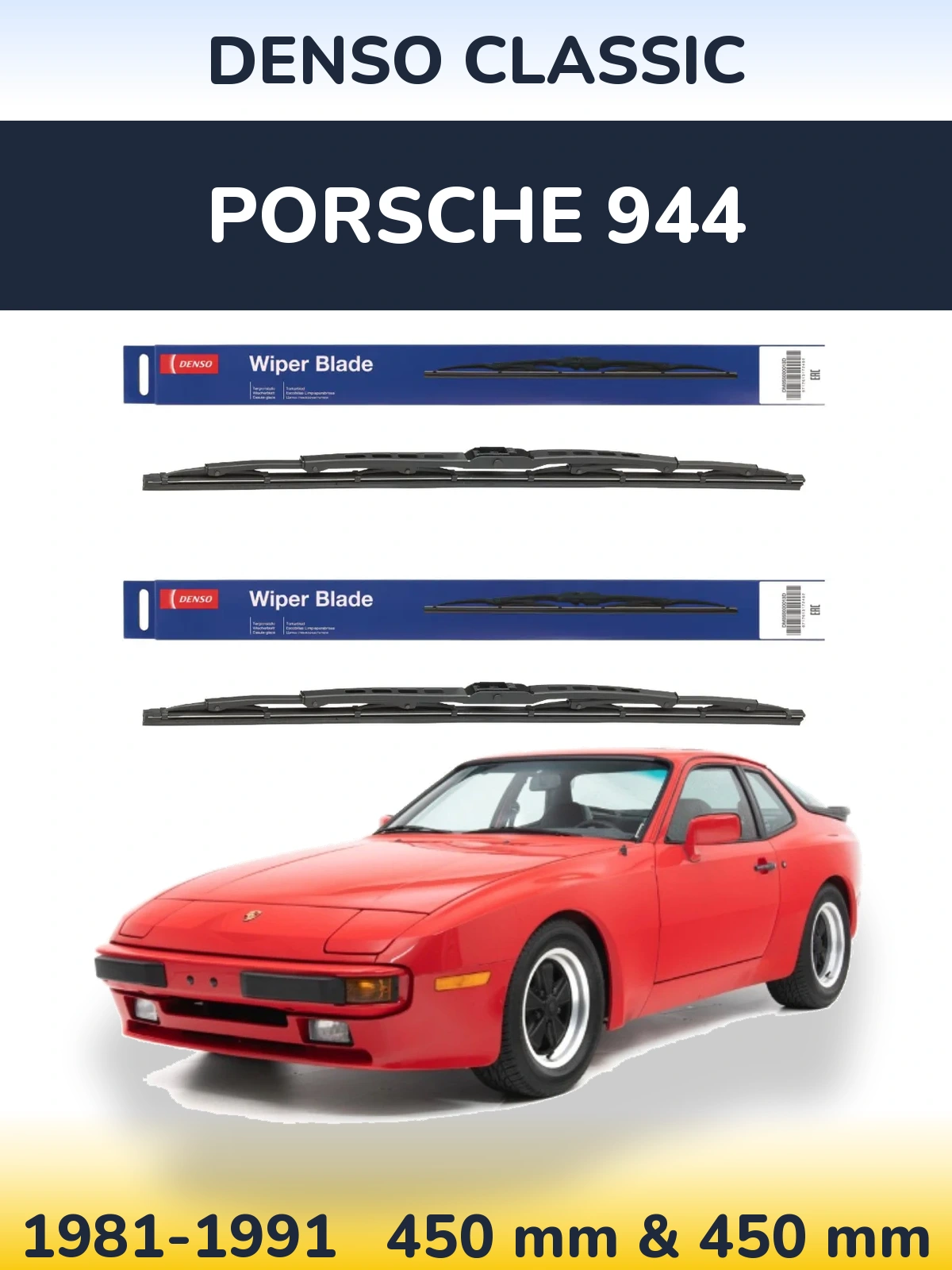 Komplet przednich wycieraczek Denso Classic 450 & 450 mm do Porsche 944 1981-1991