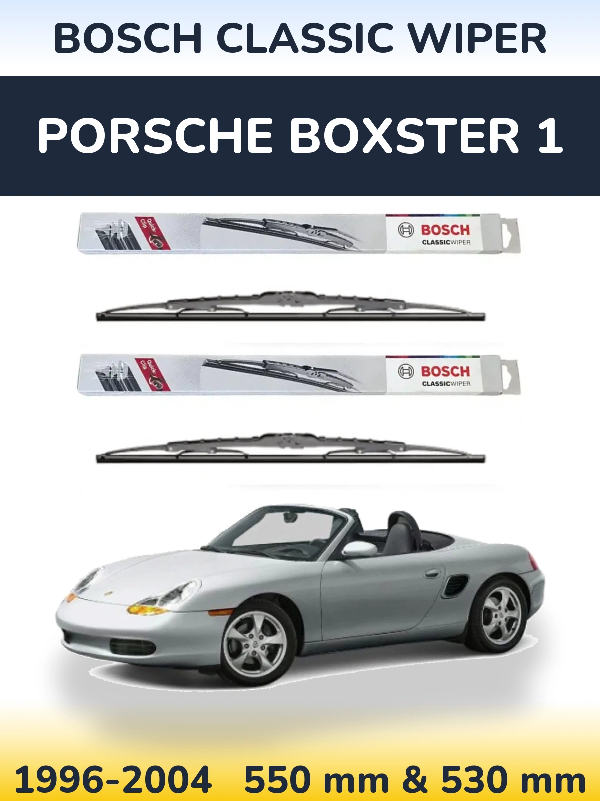 Komplet przednich wycieraczek BOSCH Classic Wiper 550 & 530 mm do Porsche Boxster 1 1996-2004