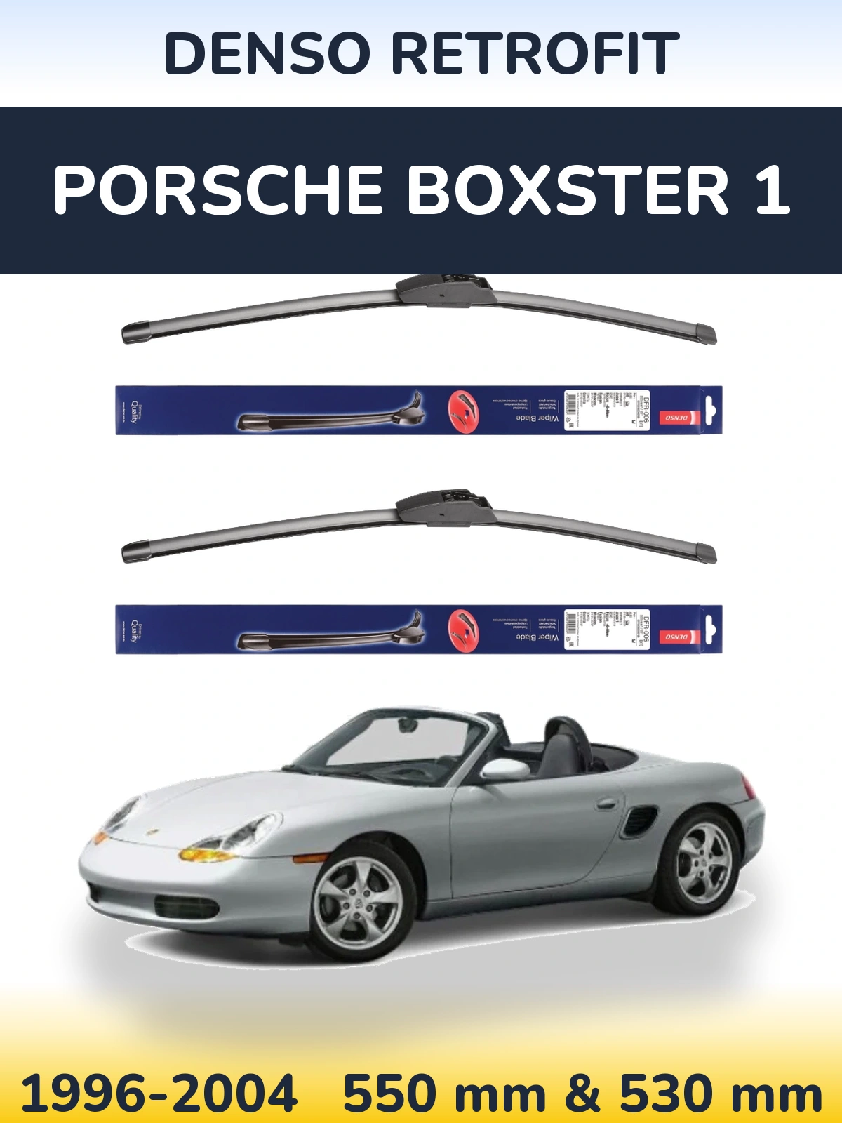 Komplet przednich wycieraczek Denso Retrofit 550 & 530 mm do Porsche Boxster 1 1996-2004