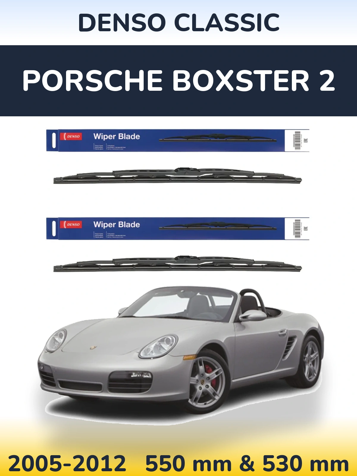 Komplet przednich wycieraczek Denso Classic 550 & 530 mm do Porsche Boxster 2 2005-2012