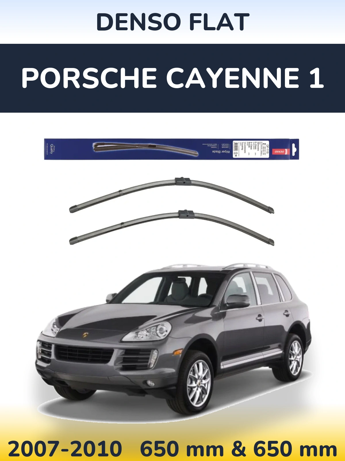 Komplet przednich wycieraczek Denso Flat 650 & 650 mm do Porsche Cayenne 1 2007-2010