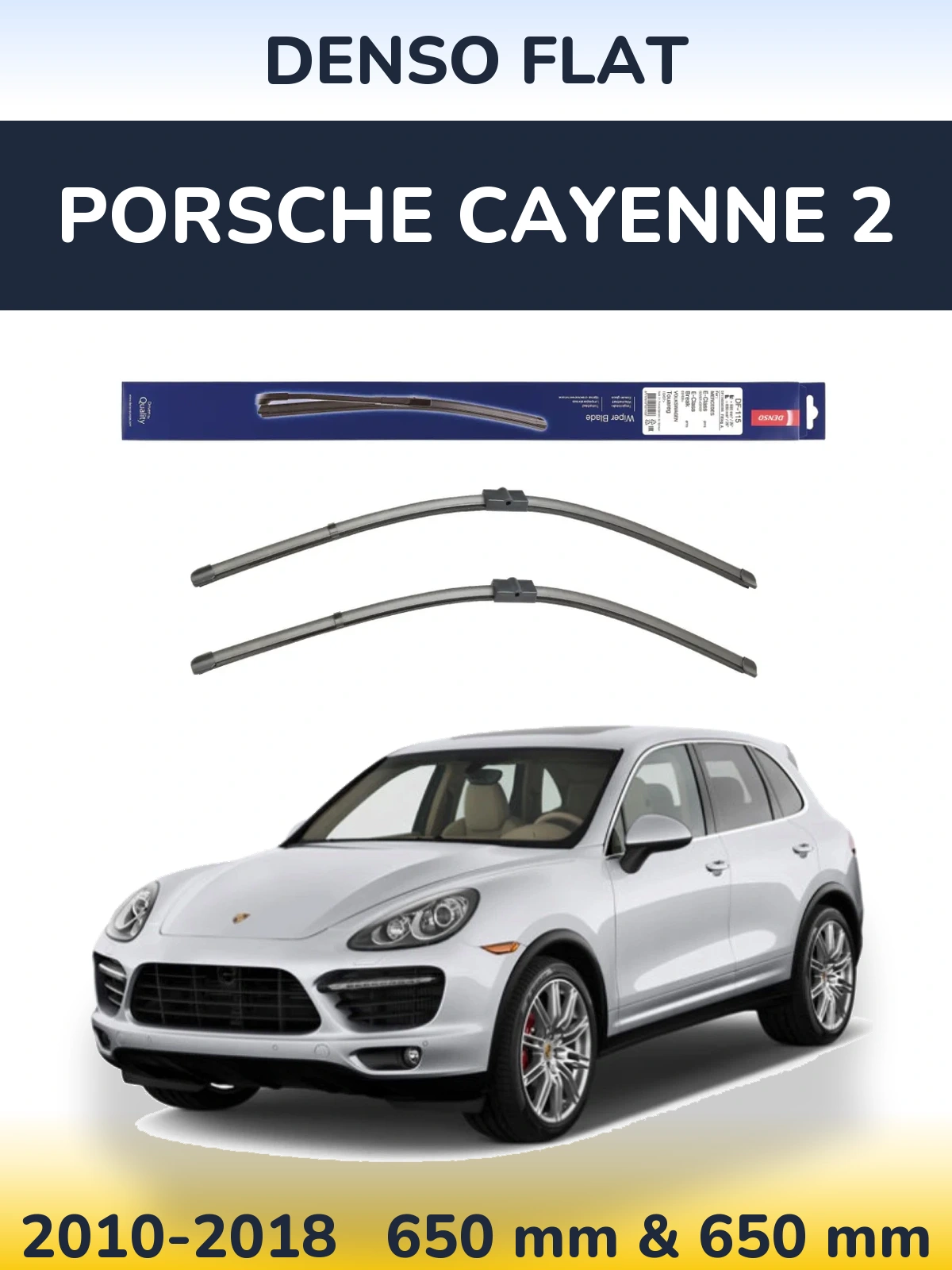 Front wiper blade set Denso Flat 650 & 650 mm for Porsche Cayenne 2 2010-2018