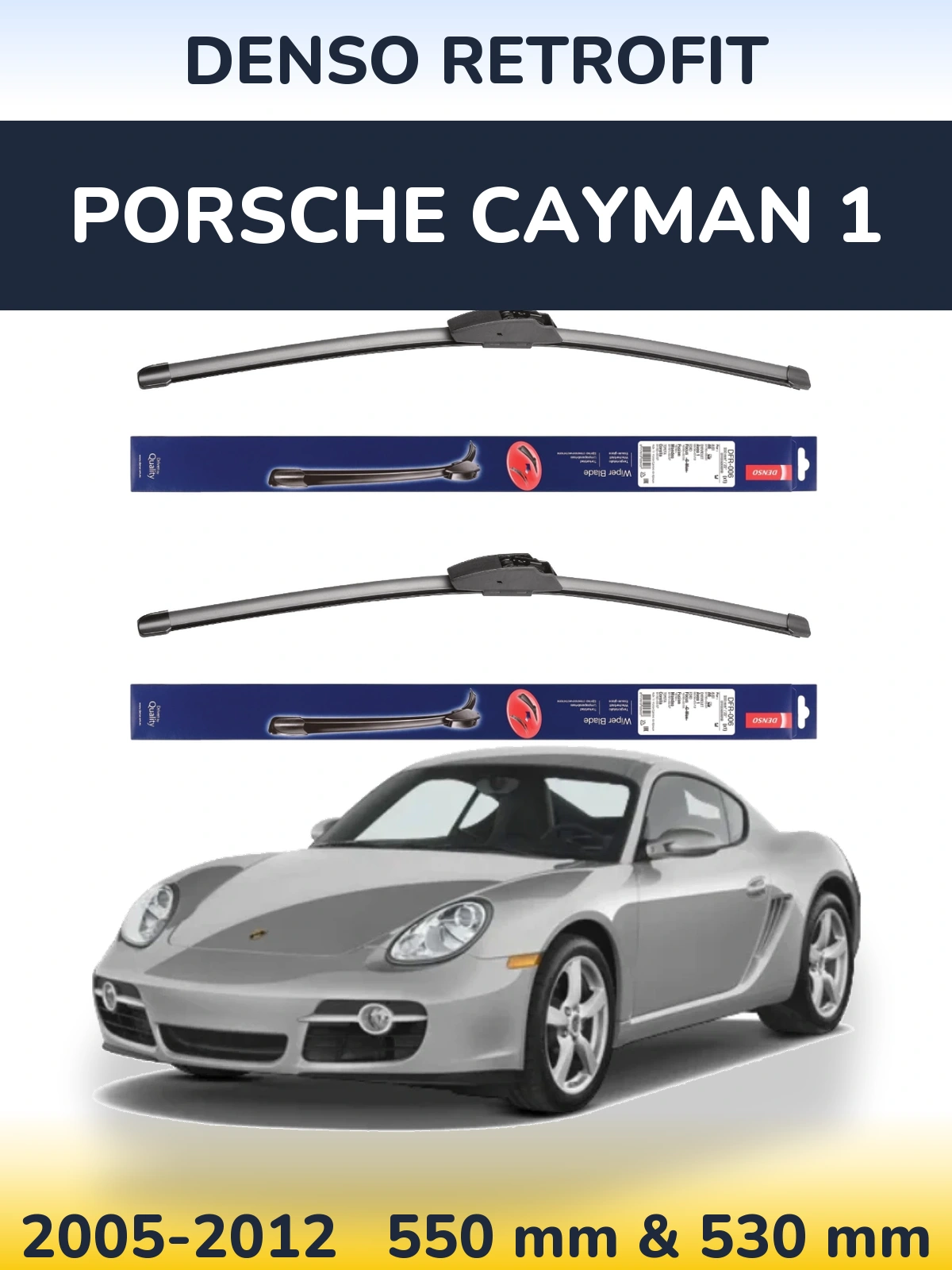Komplet przednich wycieraczek Denso Retrofit 550 & 530 mm do Porsche Cayman 1 2005-2012