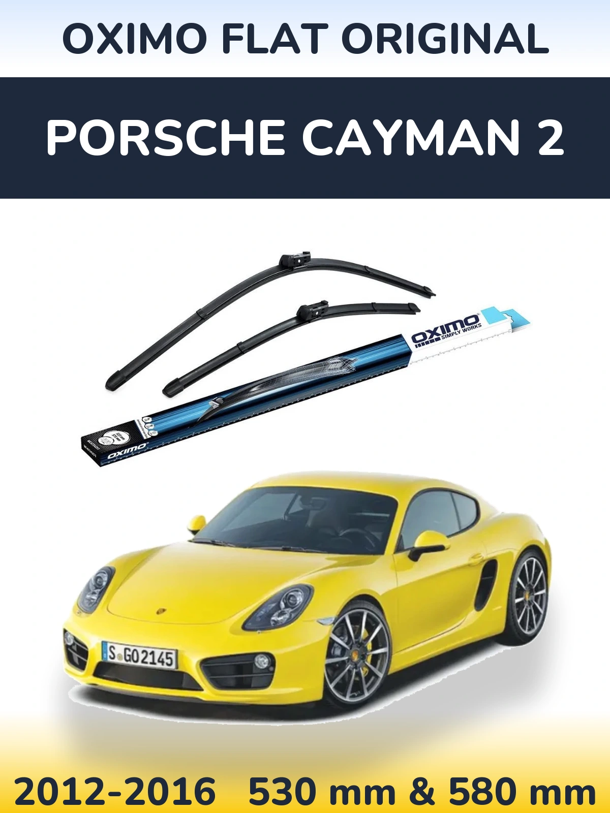 Комплект передних дворников Oximo Flat Original 530 & 580 мм для Porsche Cayman 2 2012-2016