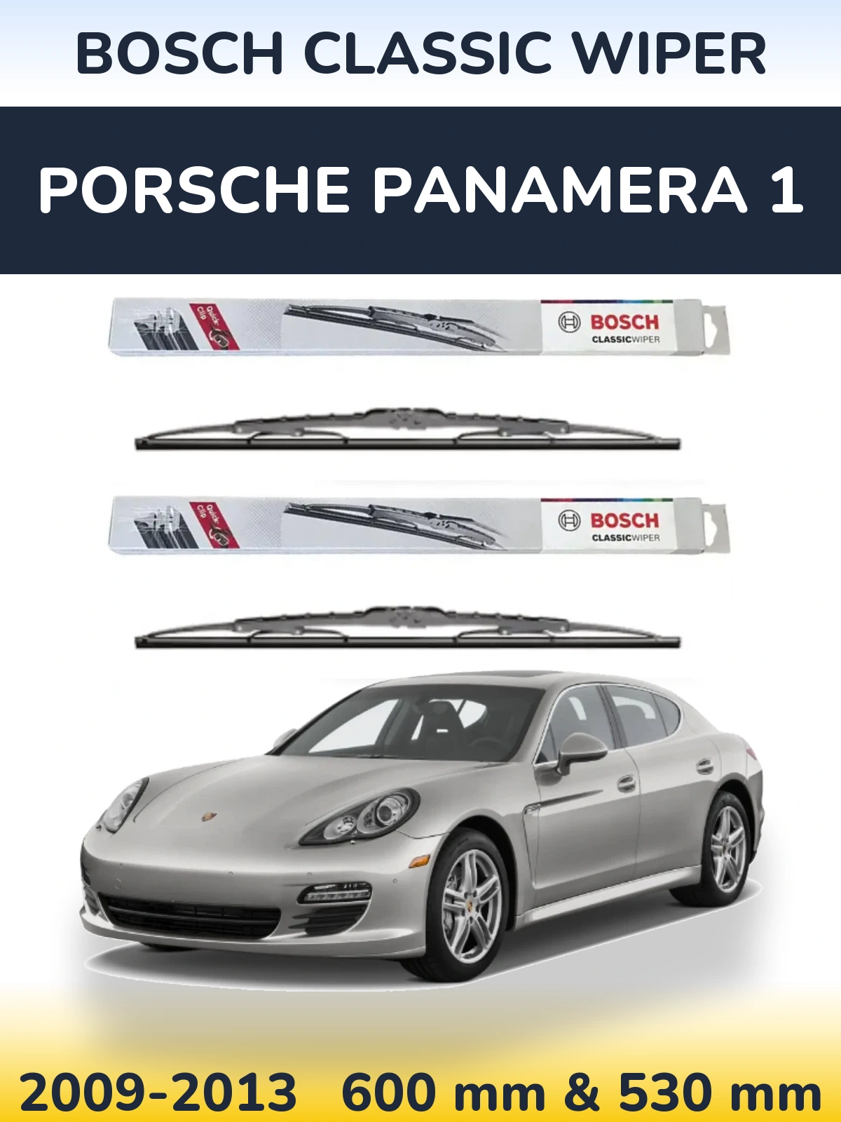 Komplet przednich wycieraczek BOSCH Classic Wiper 600 & 530 mm do Porsche Panamera 1 2009-2013