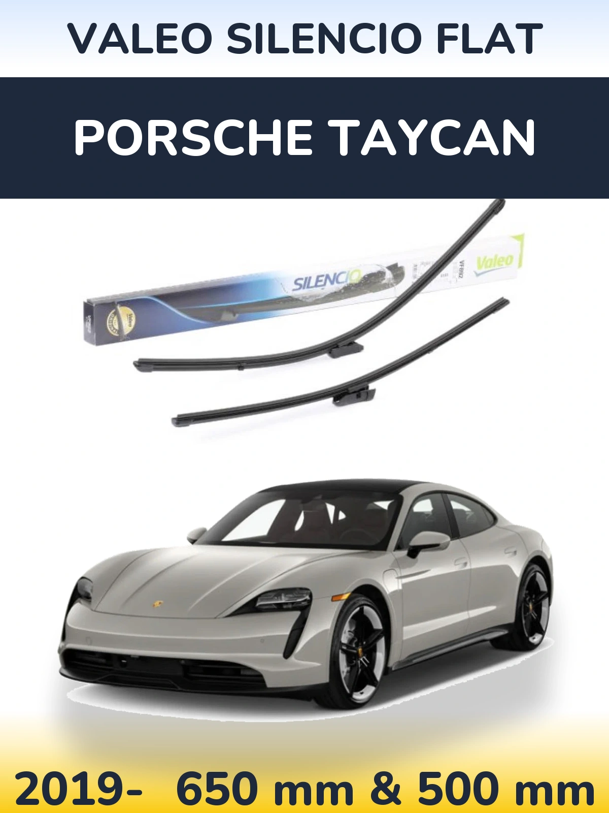 Komplet przednich wycieraczek Valeo Silencio Flat 630 & 500 mm do Porsche Taycan 2019-2026
