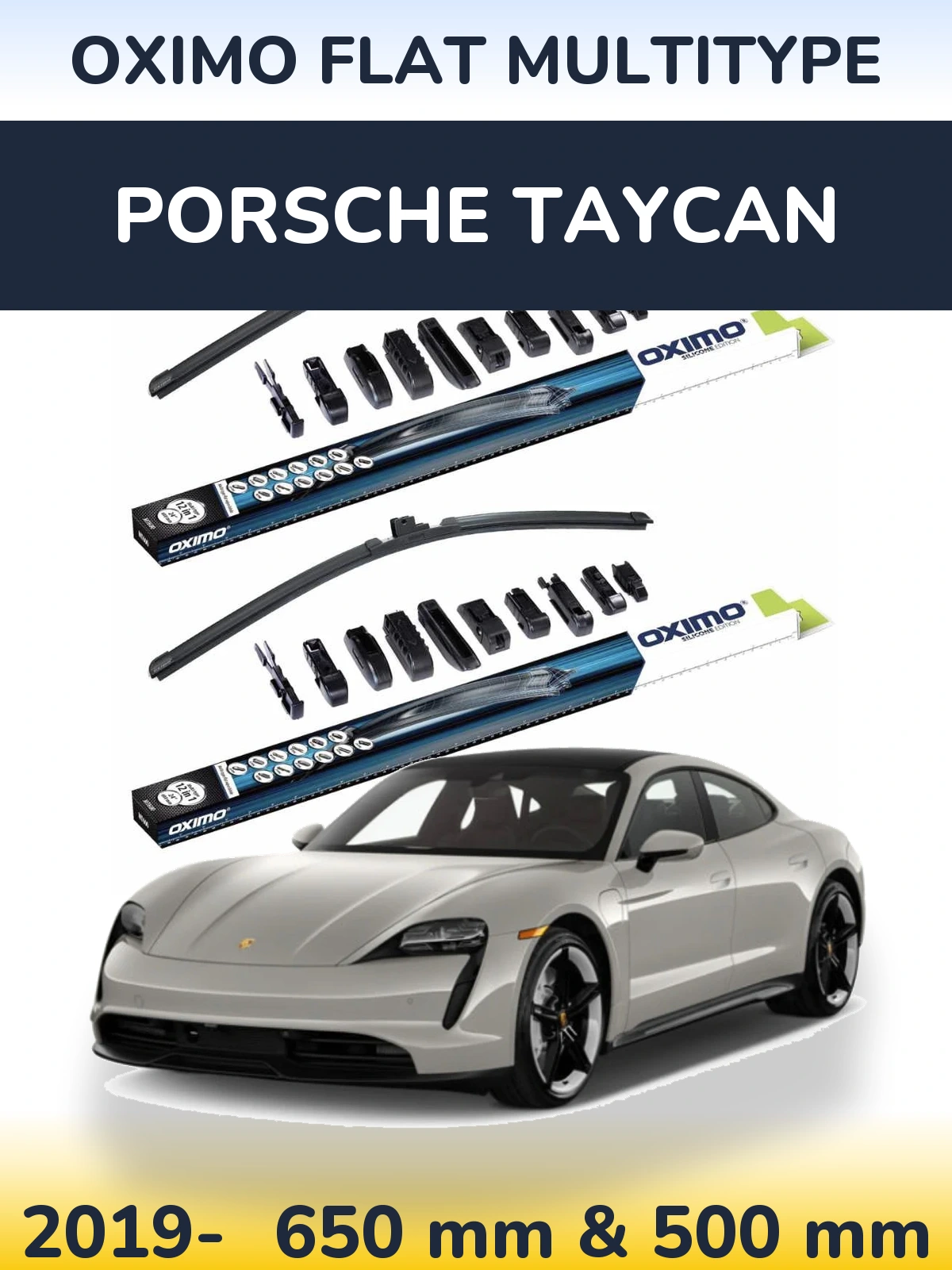 Komplet przednich wycieraczek Oximo Flat MultiType 650 & 500 mm do Porsche Taycan 2019-2026