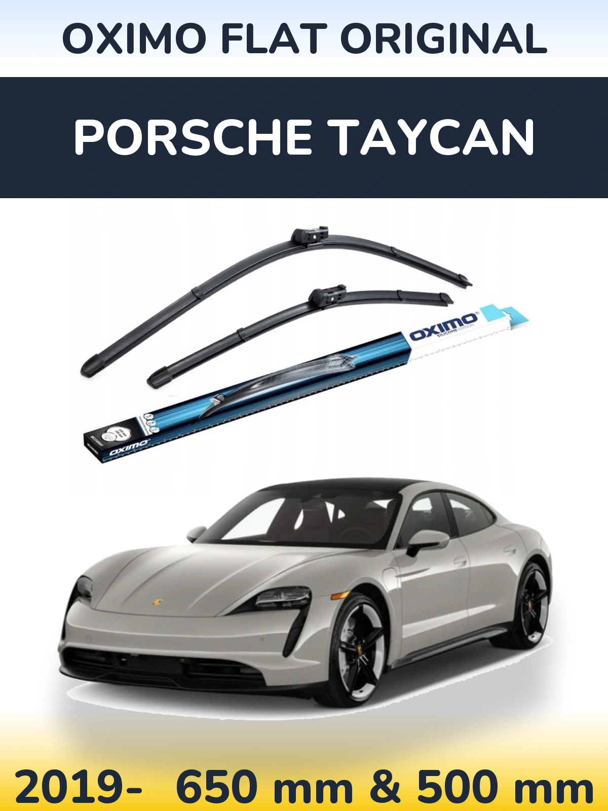 Komplet przednich wycieraczek Oximo Flat Original 650 & 500 mm do Porsche Taycan 2019-2026