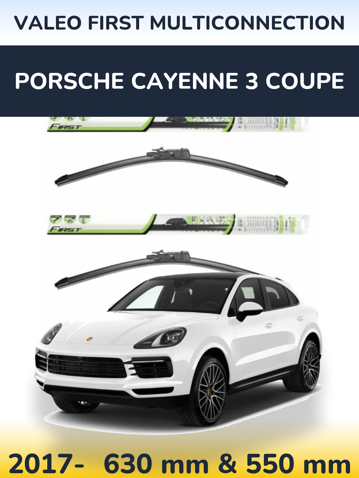 Komplet przednich wycieraczek Valeo First MultiConnection 600 & 550 mm do Porsche Cayenne 3 Coupe 2017-2026