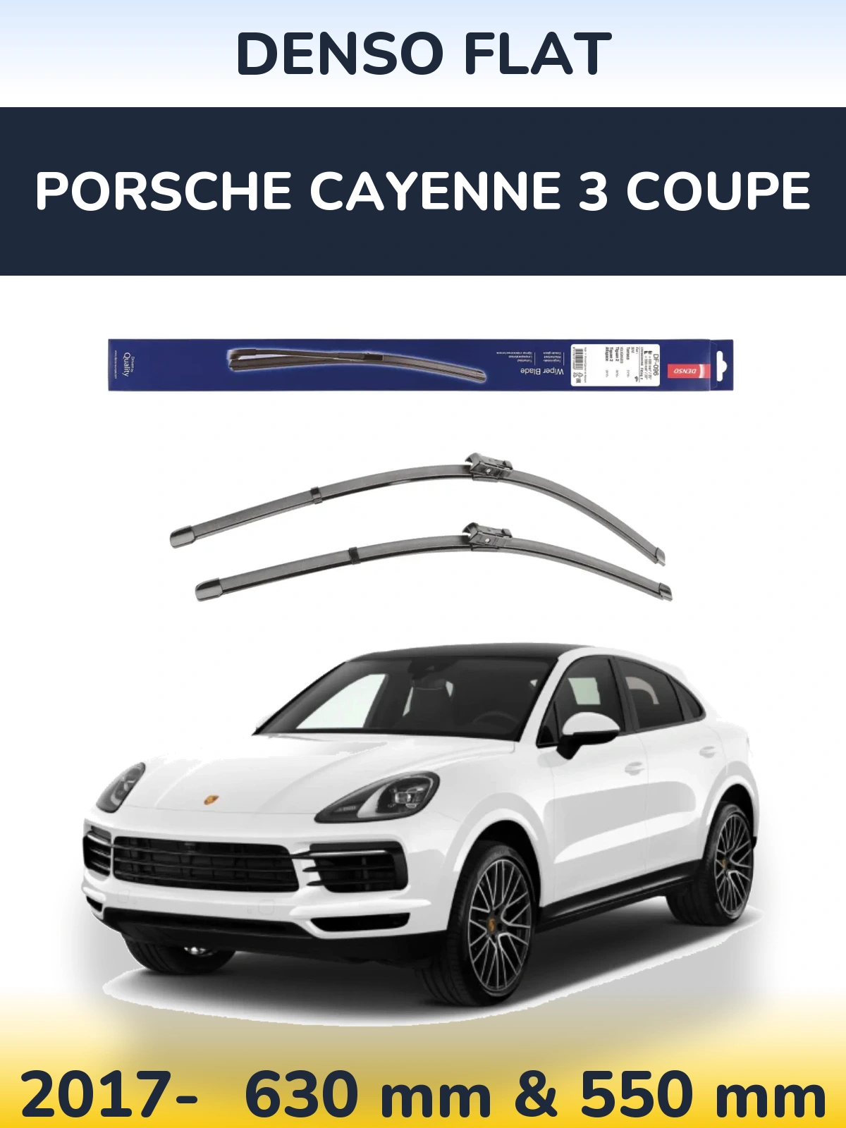 Komplet przednich wycieraczek Denso Flat 630 & 550 mm do Porsche Cayenne 3 Coupe 2017-2026