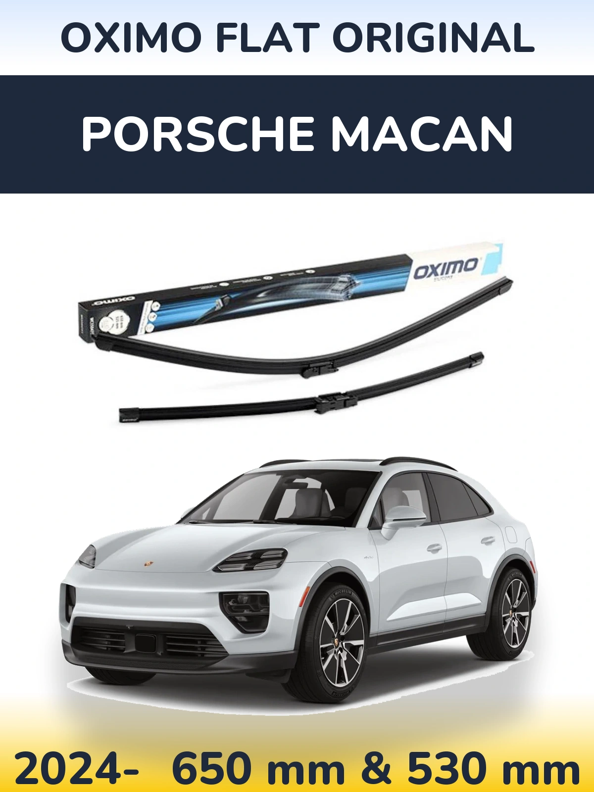 Komplet przednich wycieraczek Oximo Flat Original 650 & 530 mm do Porsche Macan 2024-2026