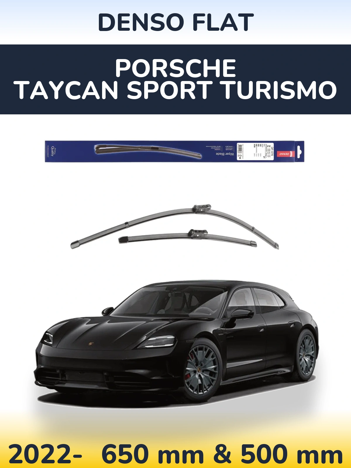 Komplet przednich wycieraczek Denso Flat 630 & 500 mm do Porsche Taycan Sport Turismo 2022-2026