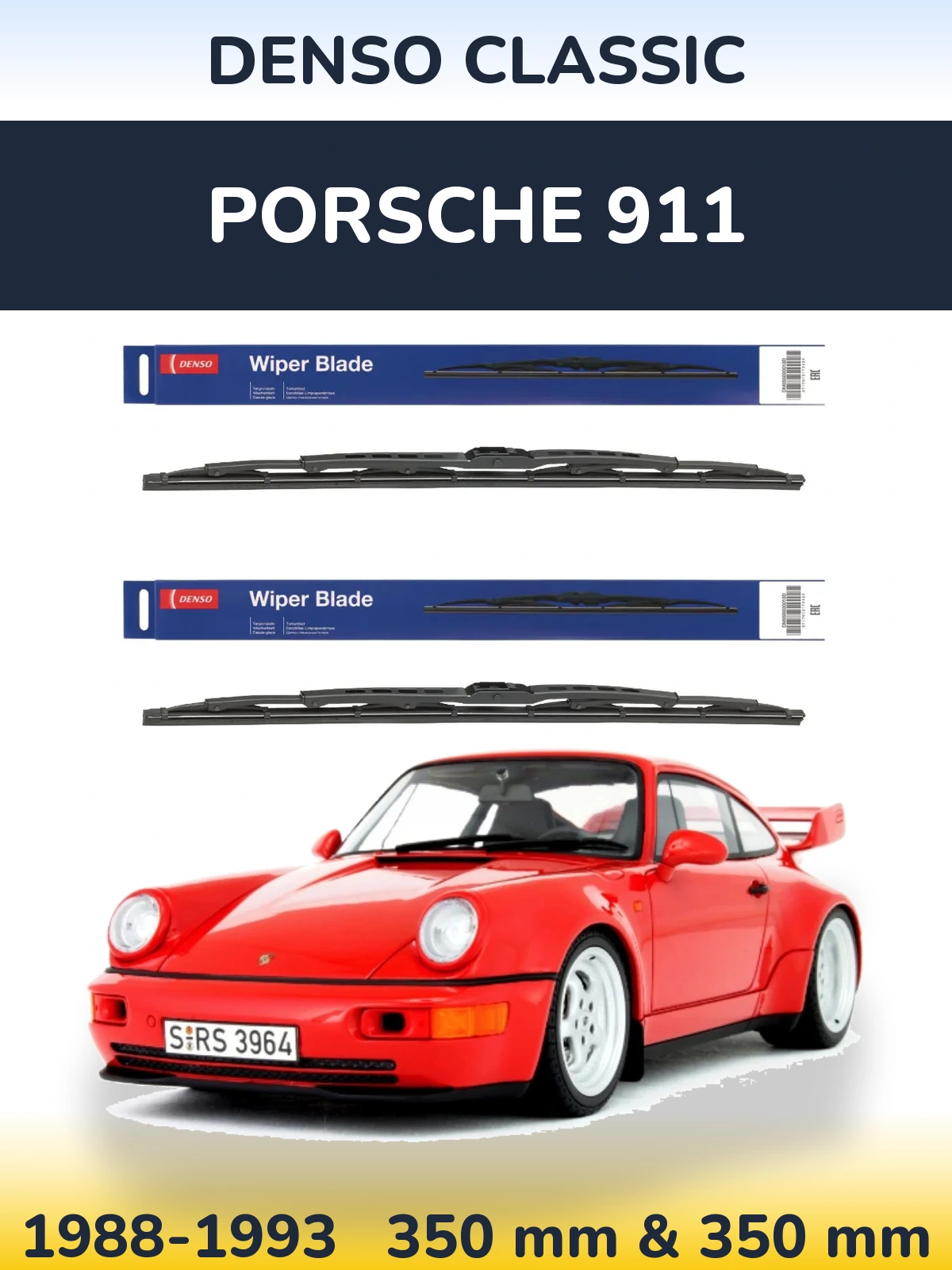 Komplet przednich wycieraczek Denso Classic 350 & 350 mm do Porsche 911 1988-1993
