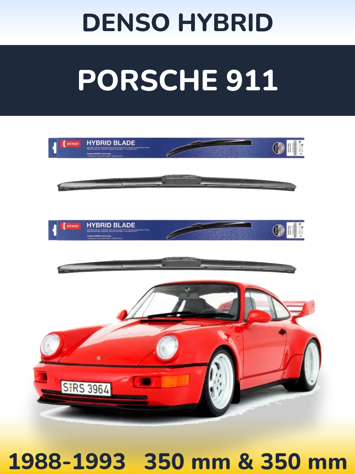 Komplet przednich wycieraczek Denso Hybrid 350 & 350 mm do Porsche 911 1988-1993
