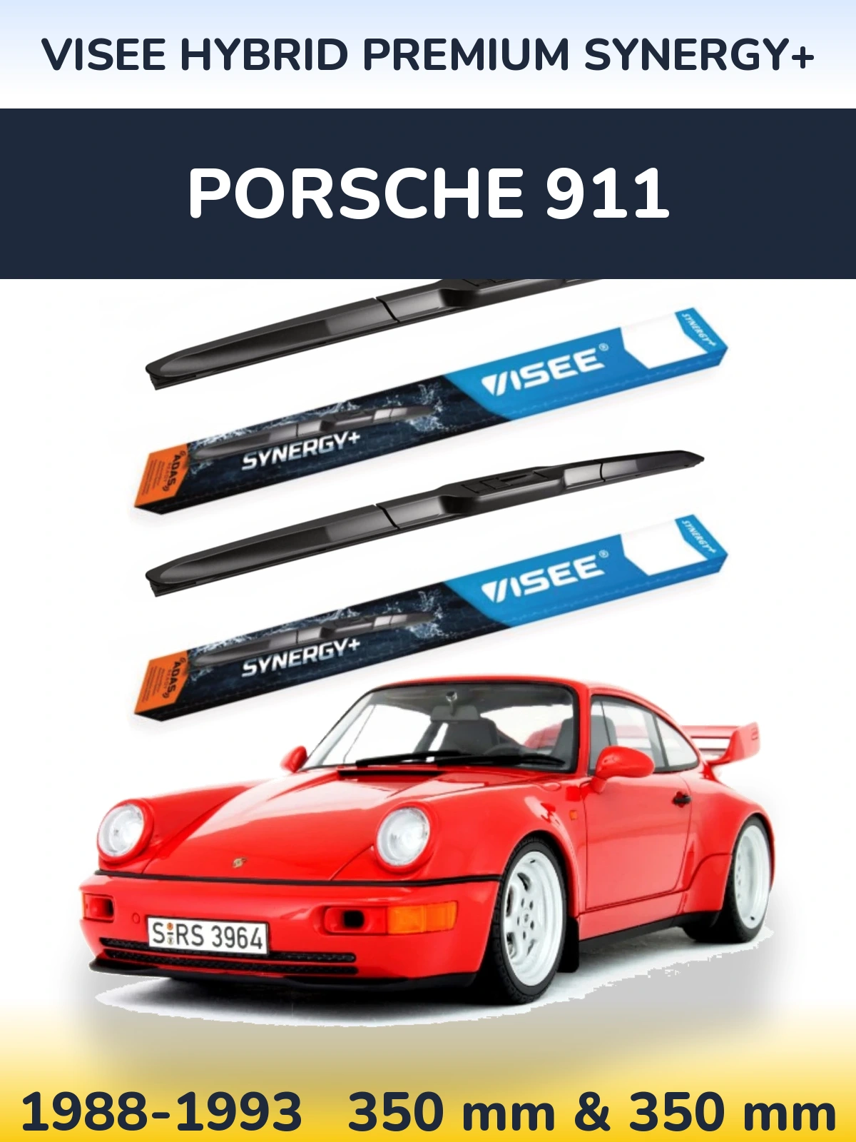 Komplet przednich wycieraczek VISEE HYBRID PREMIUM SYNERGY+ 350 & 350 mm do Porsche 911 1988-1993