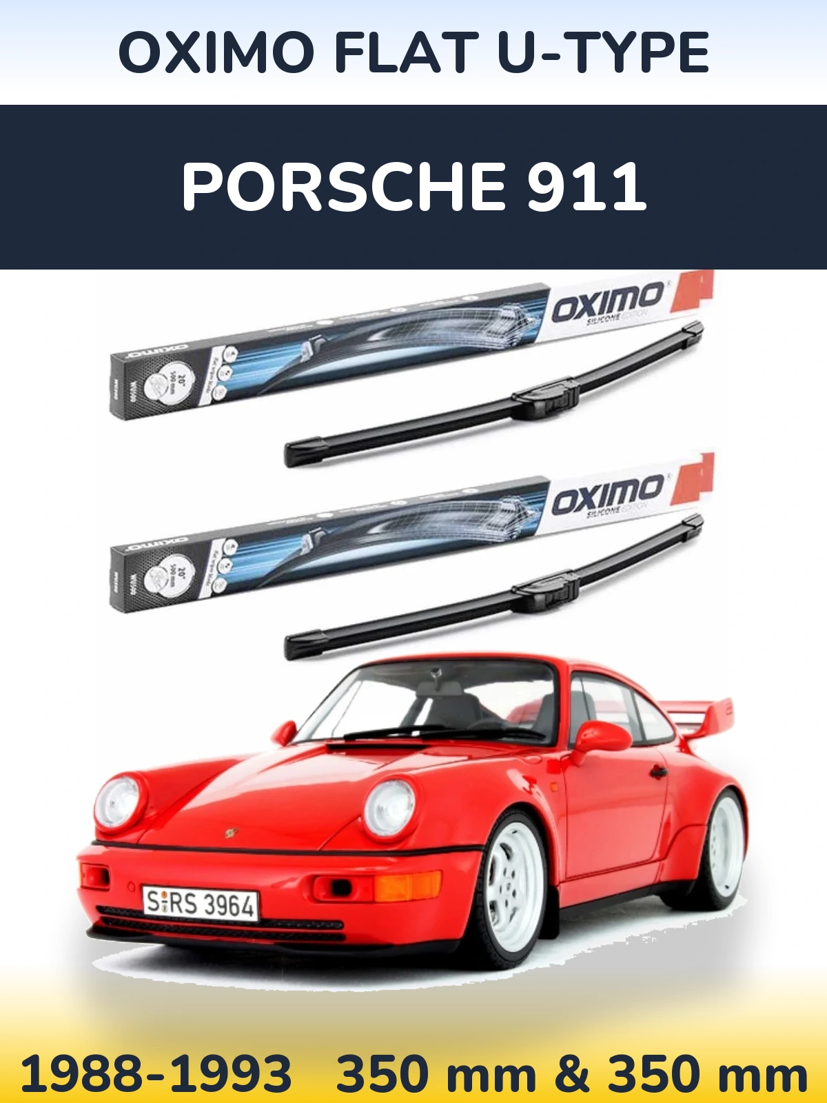 Комплект передних дворников Oximo Flat U-type 350 & 350 мм для Porsche 911 1988-1993