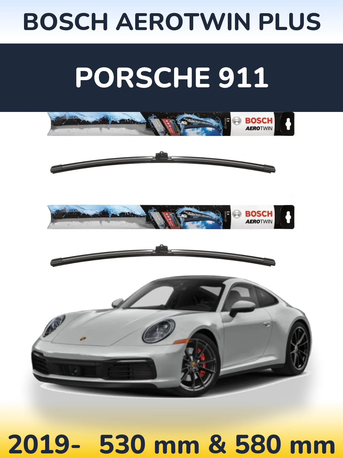 Комплект передних дворников BOSCH AeroTwin Plus 530 & 580 мм для Porsche 911 2019-2026