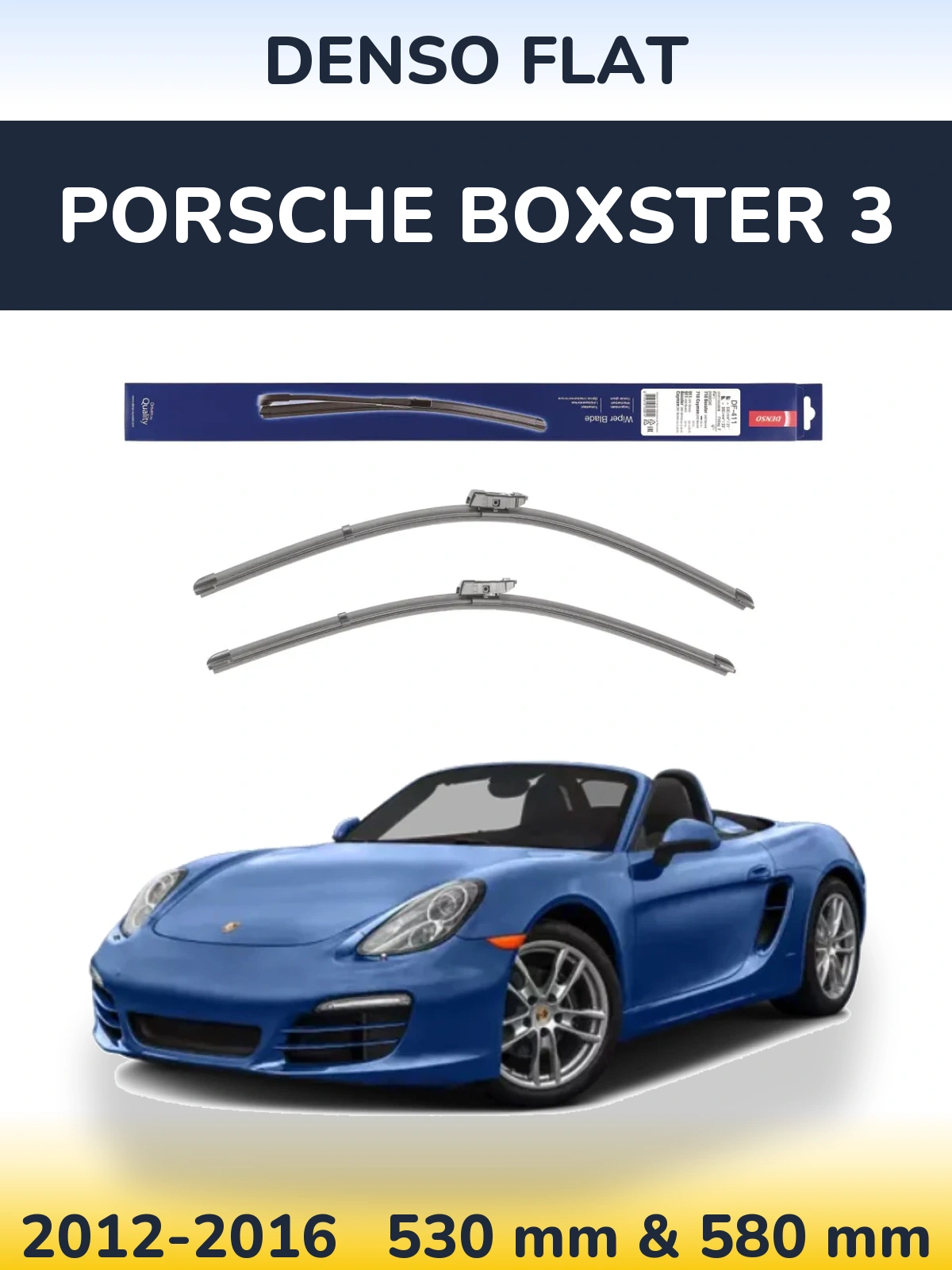 Комплект передних дворников Denso Flat 530 & 580 мм для Porsche Boxster 3 2012-2016