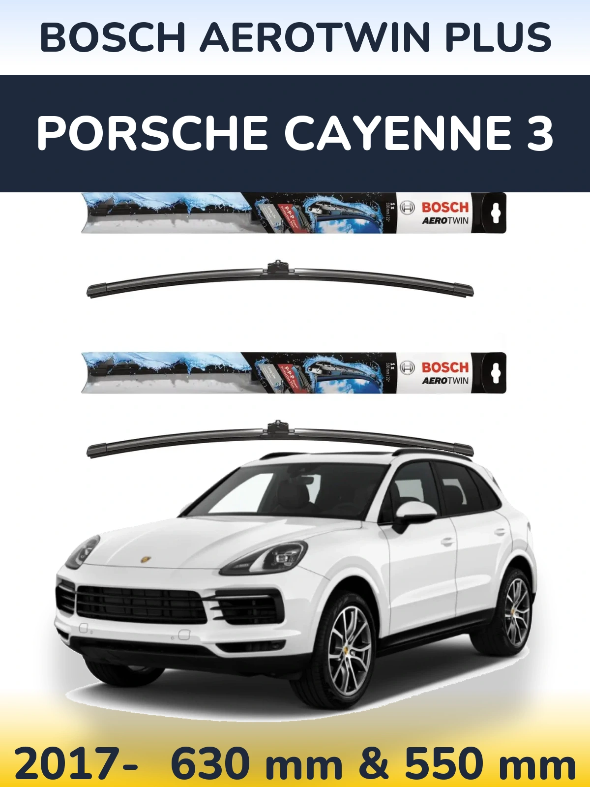 Komplet przednich wycieraczek BOSCH AeroTwin Plus 600 & 550 mm do Porsche Cayenne 3 2017-2026