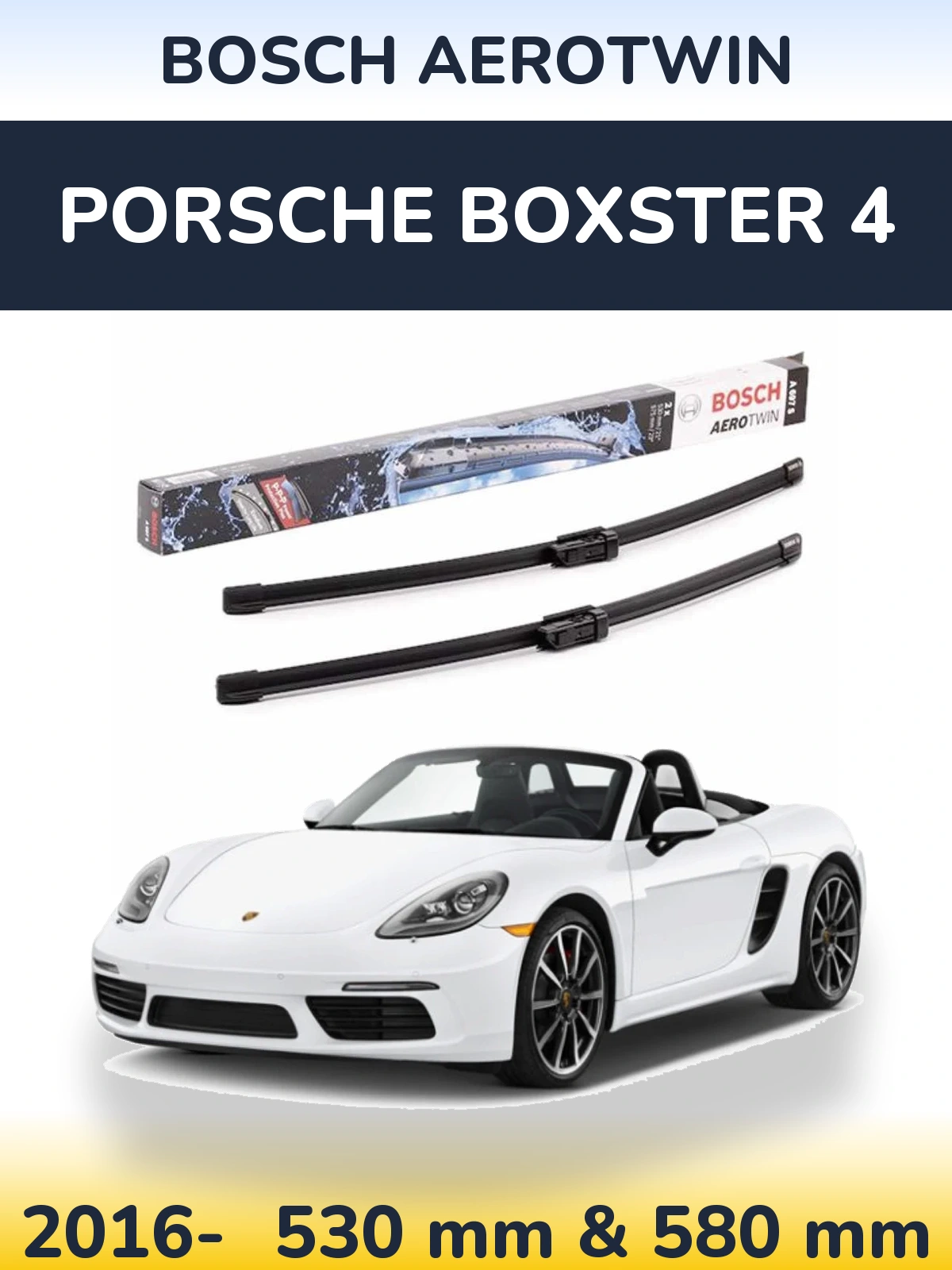 Komplet przednich wycieraczek BOSCH AeroTwin 530 & 580 mm do Porsche Boxster 4 2016-2026