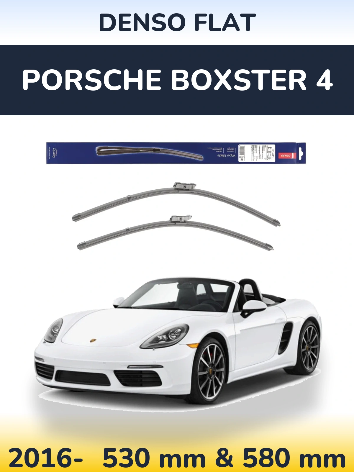 Komplet przednich wycieraczek Denso Flat 530 & 580 mm do Porsche Boxster 4 2016-2026