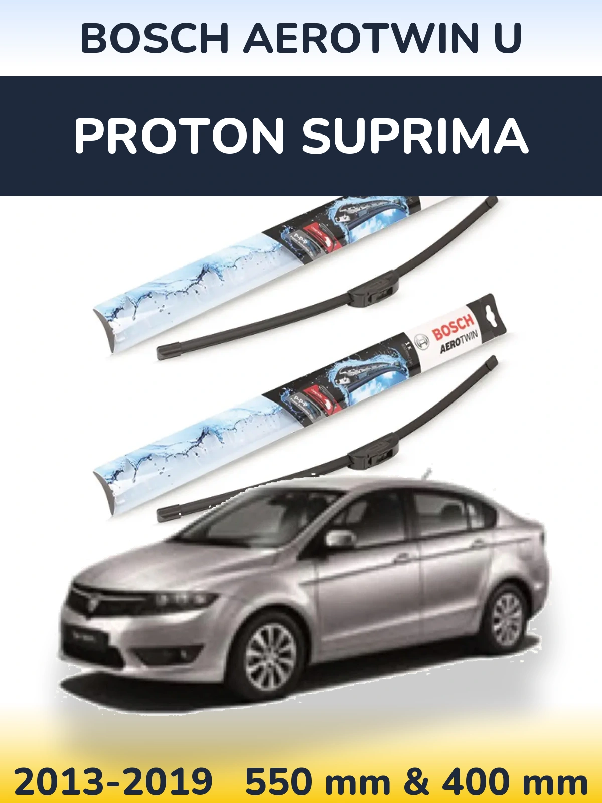 Komplet przednich wycieraczek BOSCH AeroTwin U 550 & 400 mm do Proton Suprima 2013-2019