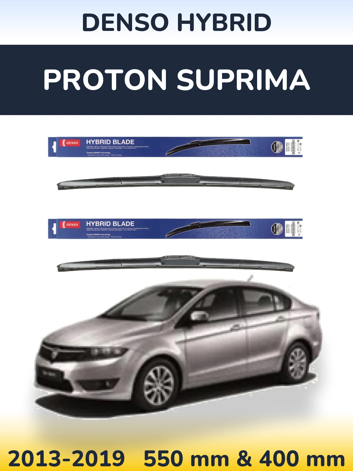 Komplet przednich wycieraczek Denso Hybrid 550 & 400 mm do Proton Suprima 2013-2019
