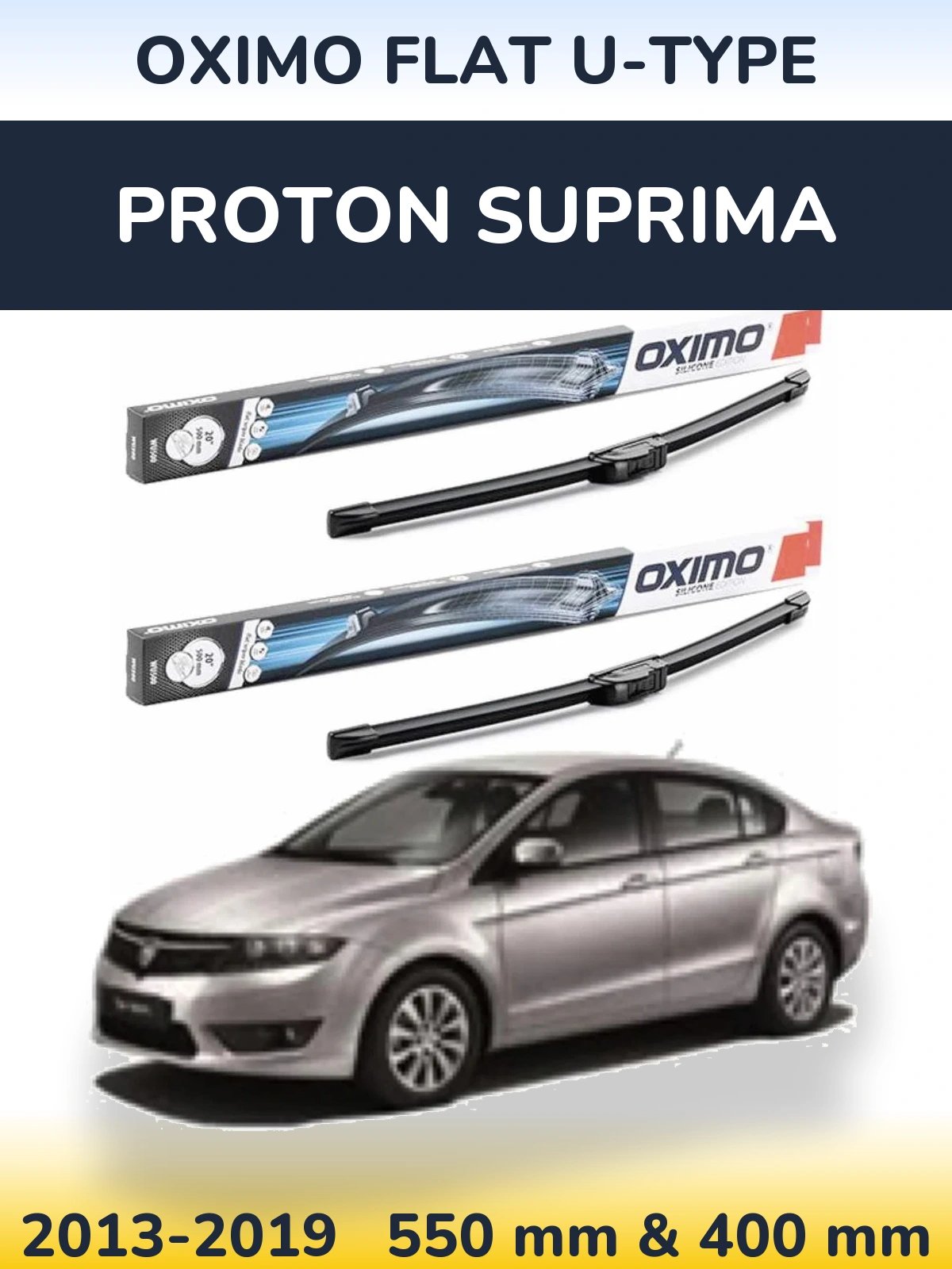 Komplet przednich wycieraczek Oximo Flat U-type 550 & 400 mm do Proton Suprima 2013-2019