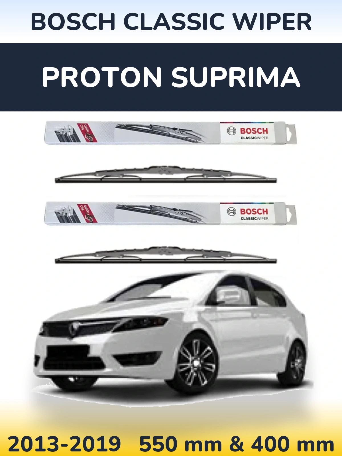 Komplet przednich wycieraczek BOSCH Classic Wiper 550 & 400 mm do Proton Suprima 2013-2019