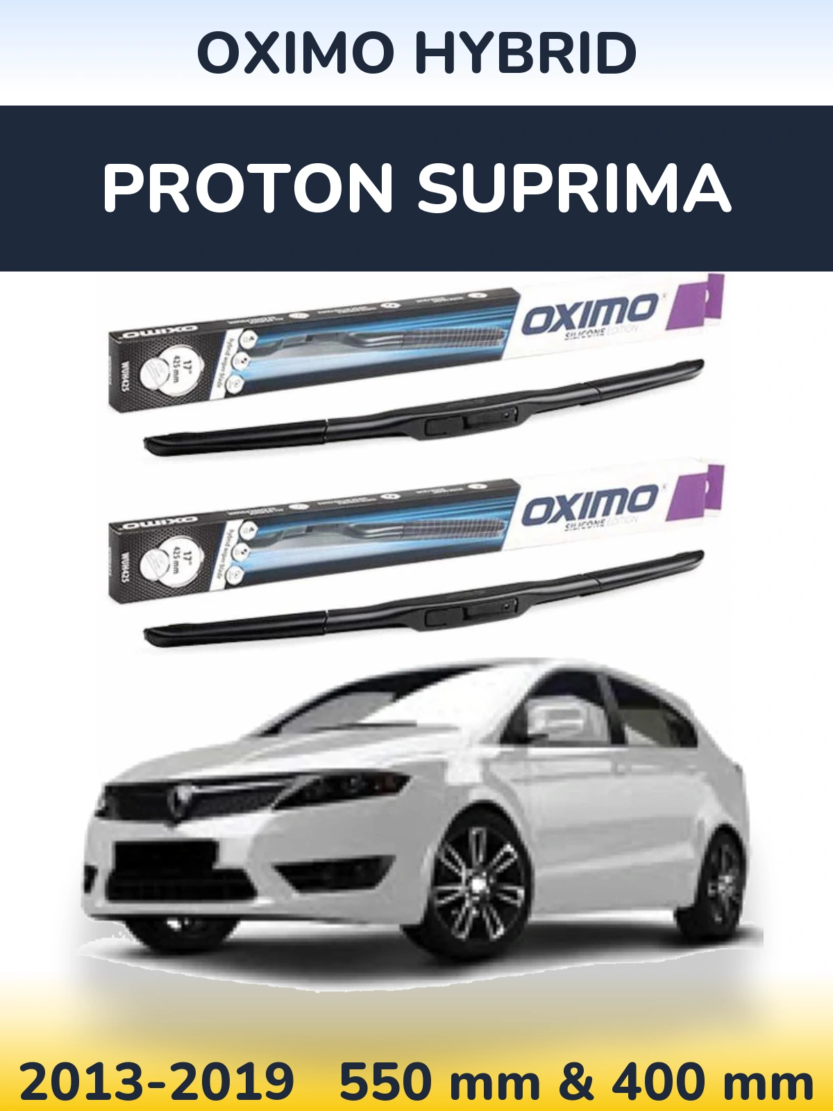 Komplet przednich wycieraczek Oximo Hybrid 550 & 400 mm do Proton Suprima 2013-2019