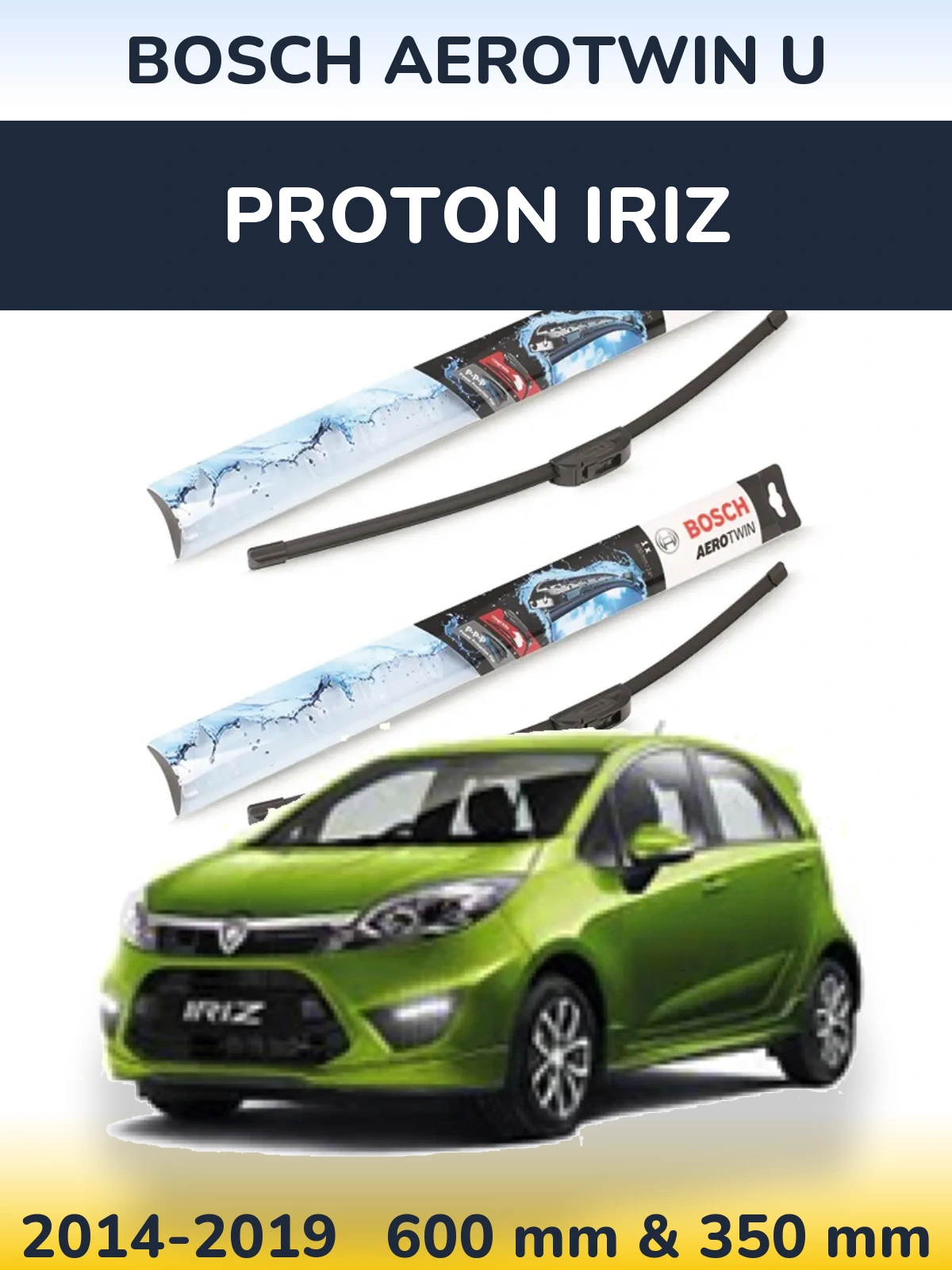 Komplet przednich wycieraczek BOSCH AeroTwin U 600 & 350 mm do Proton Iriz 2014-2019