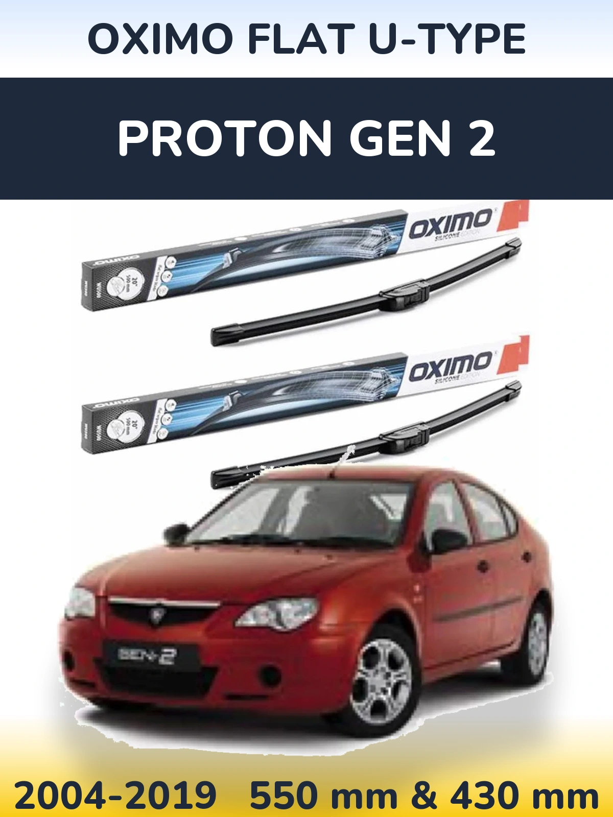 Komplet przednich wycieraczek Oximo Flat U-type 550 & 430 mm do Proton Gen 2 2004-2019