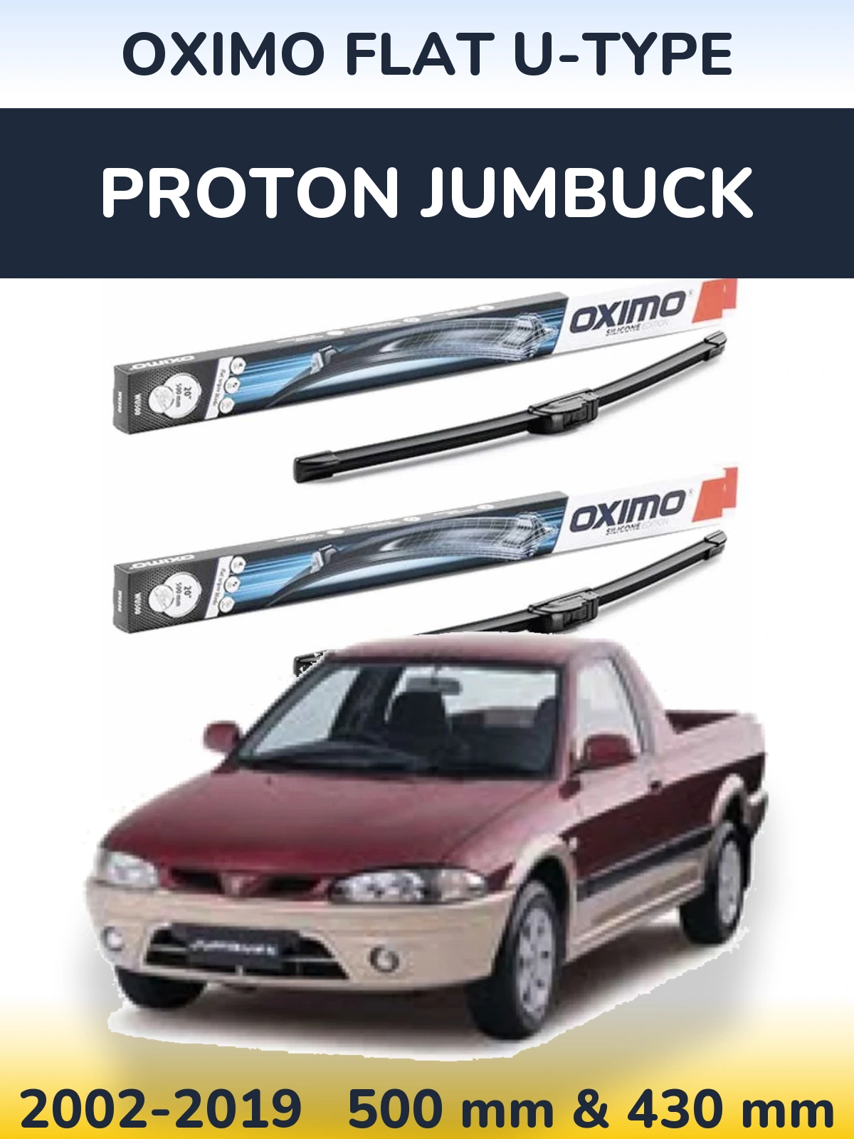 Komplet przednich wycieraczek Oximo Flat U-type 500 & 430 mm do Proton Jumbuck 2002-2019