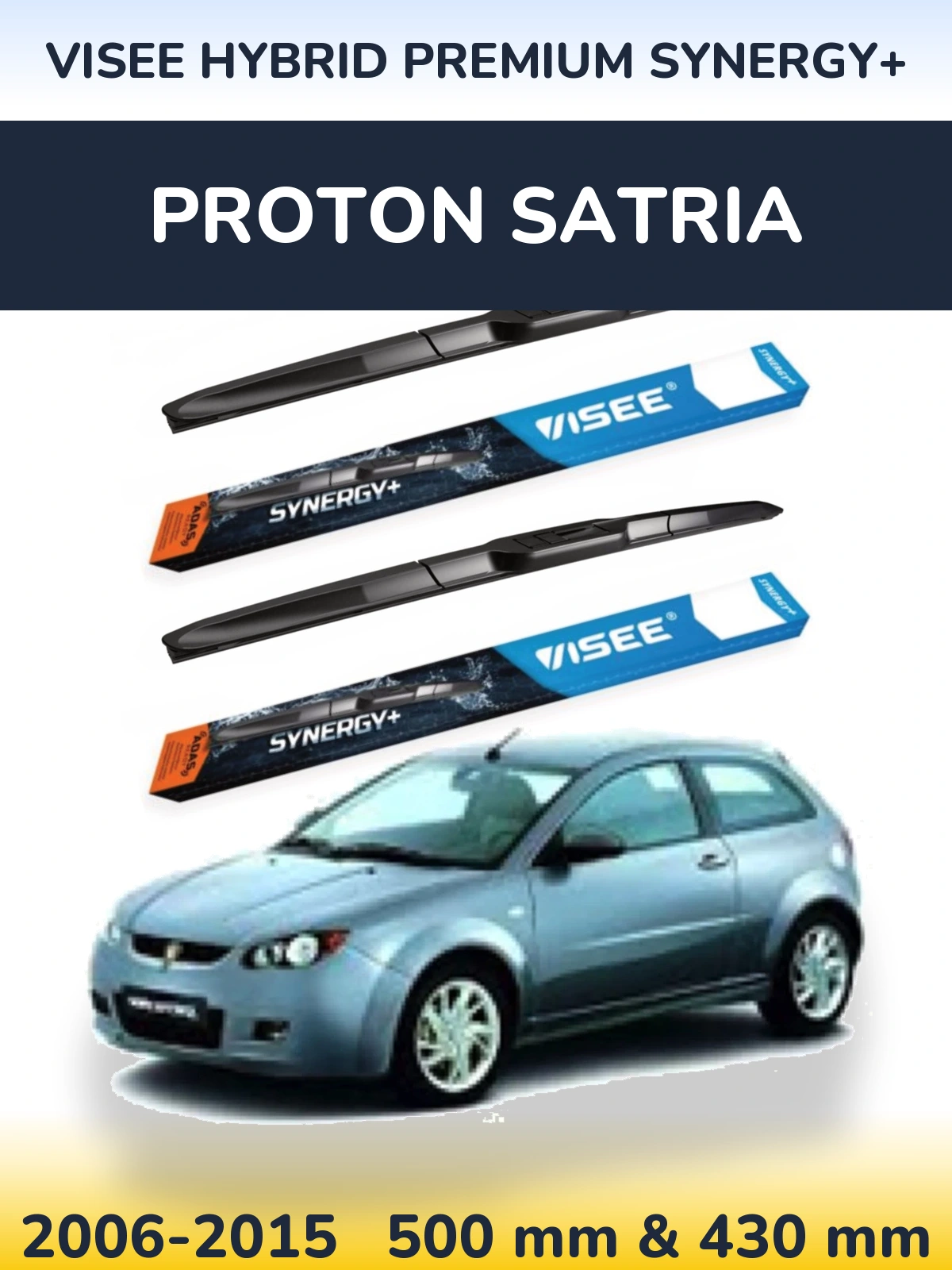 Комплект передних дворников VISEE HYBRID PREMIUM SYNERGY+ 500 & 430 мм для Proton Satria 2006-2015