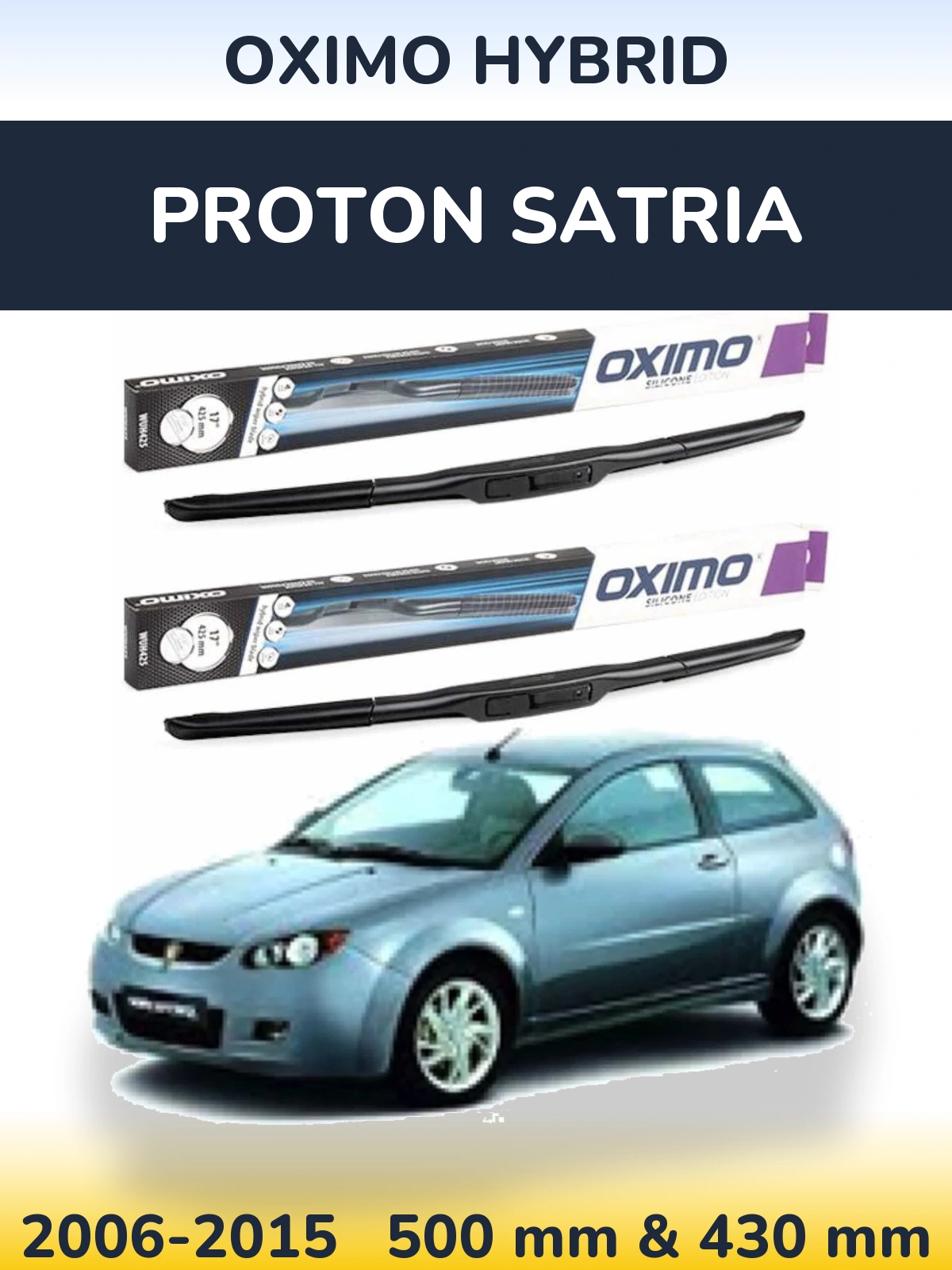 Komplet przednich wycieraczek Oximo Hybrid 500 & 430 mm do Proton Satria 2006-2015
