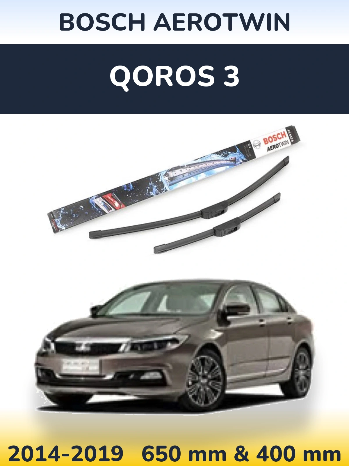 Komplet przednich wycieraczek BOSCH AeroTwin 650 & 400 mm do Qoros 3 2014-2019