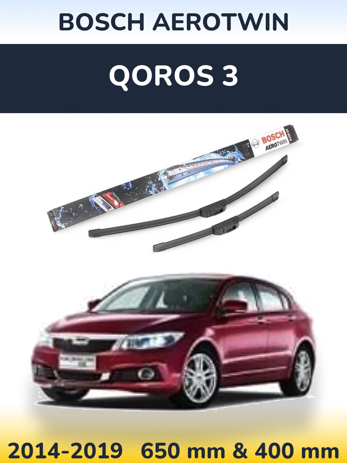 Komplet przednich wycieraczek BOSCH AeroTwin 650 & 400 mm do Qoros 3 2014-2019